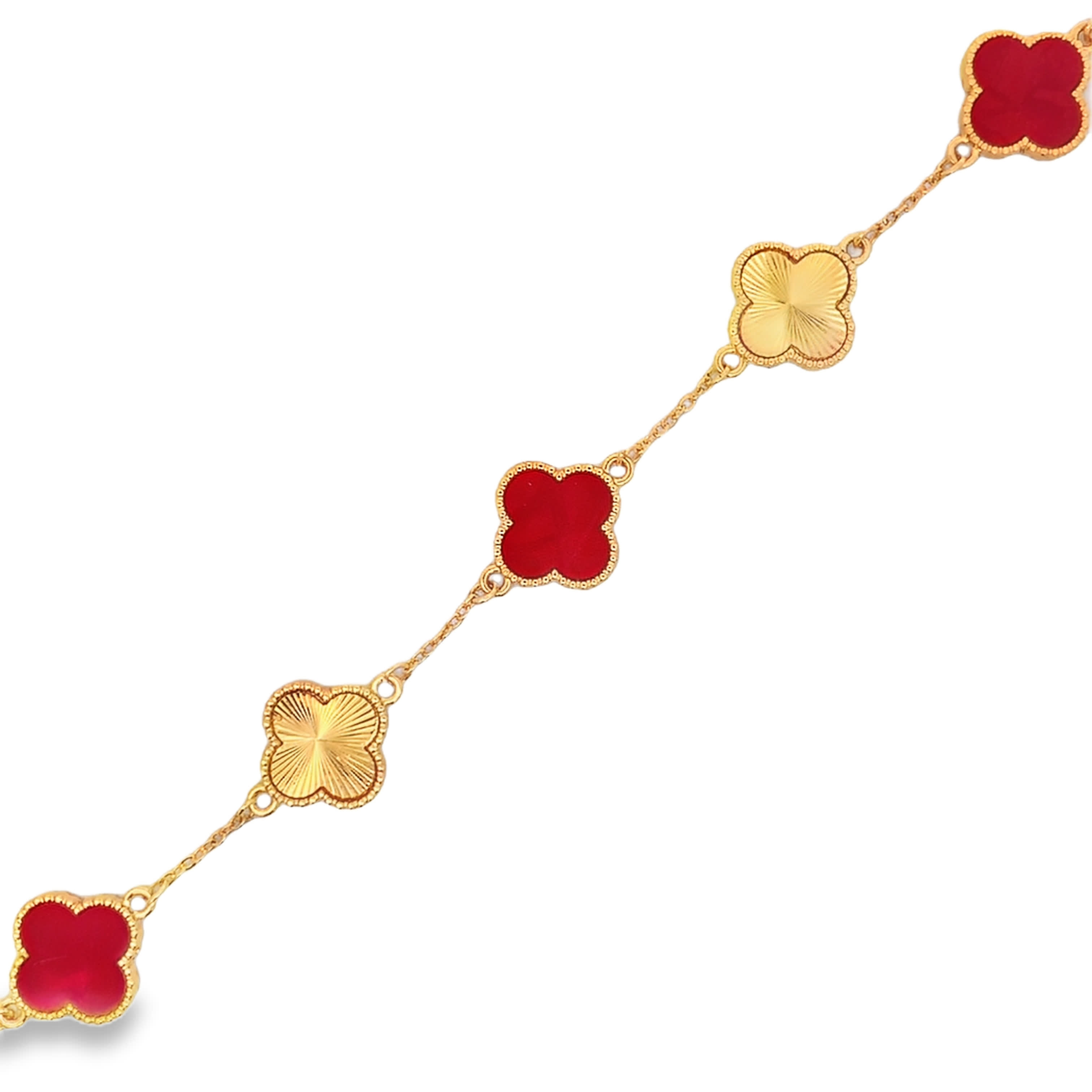 Elegant Yellow Gold Clover Chain Bracelet