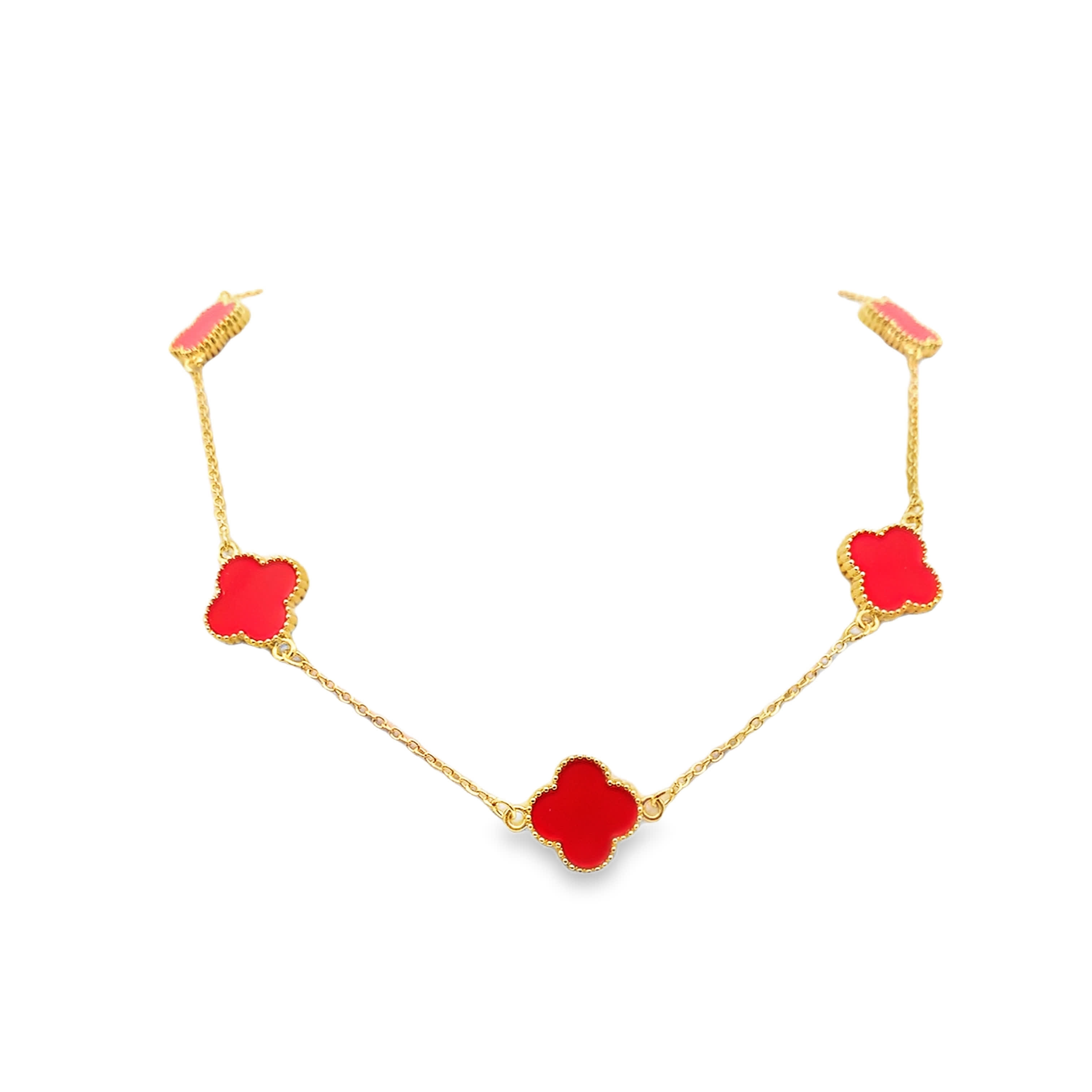 Elegancki naszyjnik łańcuszkowy z pozłacanego metalu z akcentami koniczynki