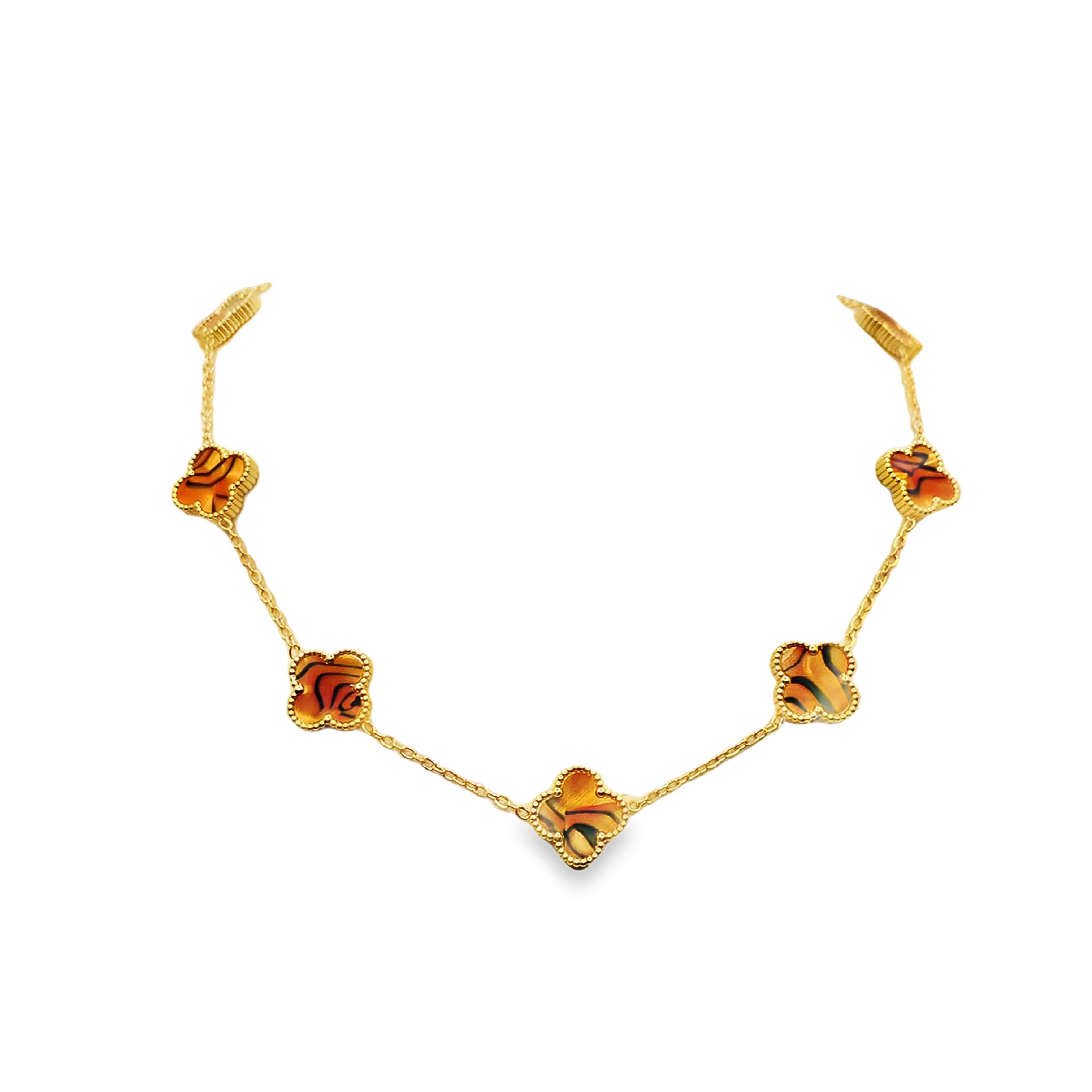 Elegancki naszyjnik łańcuszkowy z pozłacanego metalu z motywem kwiatowym