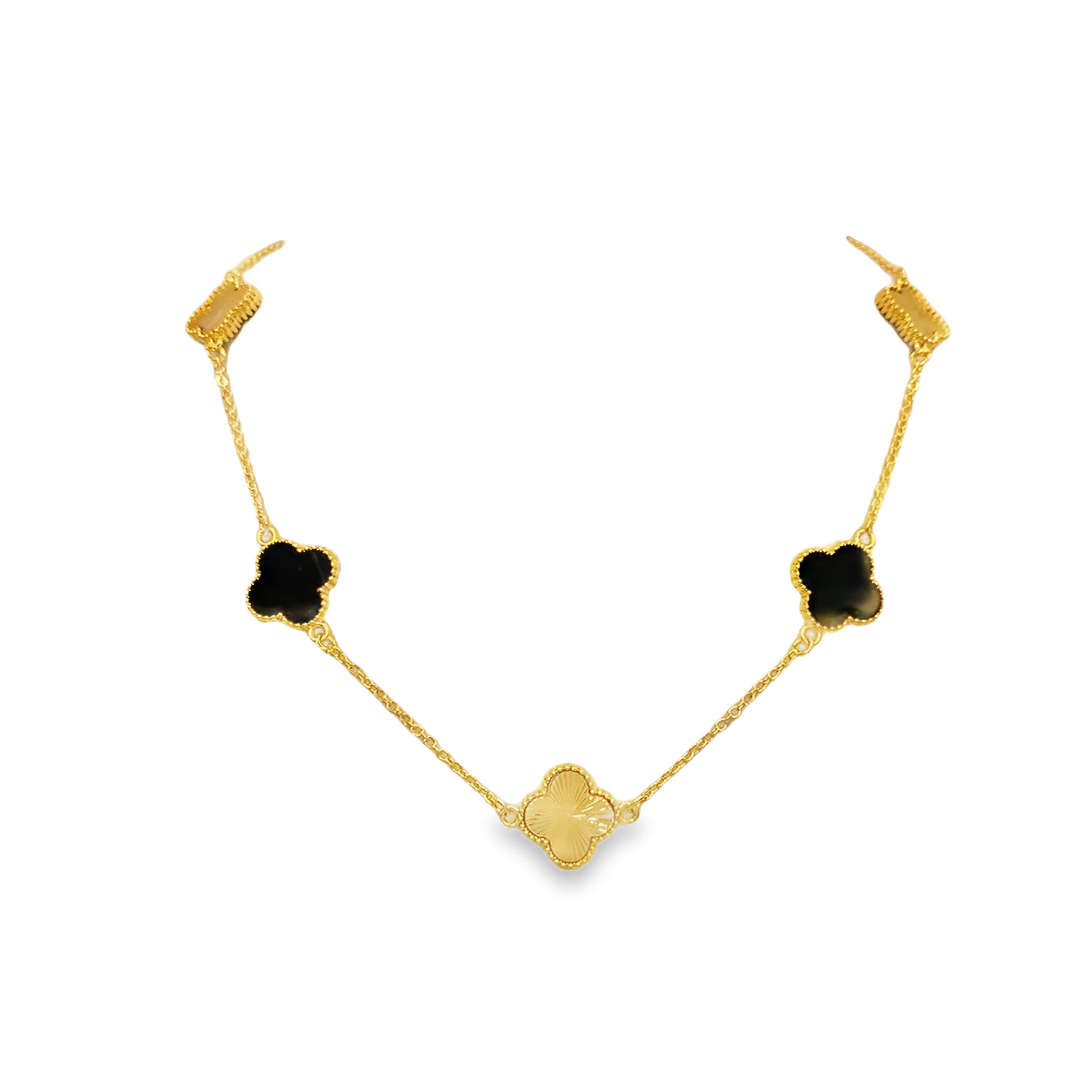 Elegancki naszyjnik łańcuszkowy z motywem koniczynki z pozłacanego metalu