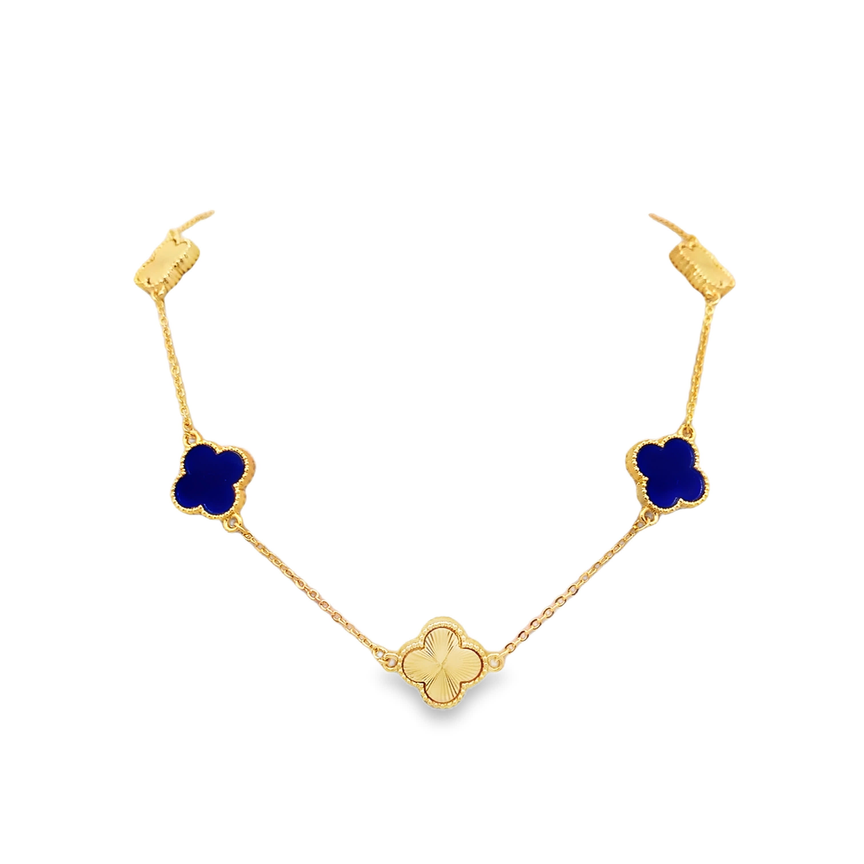 Elegancki naszyjnik łańcuszkowy koniczynka z pozłacanego metalu