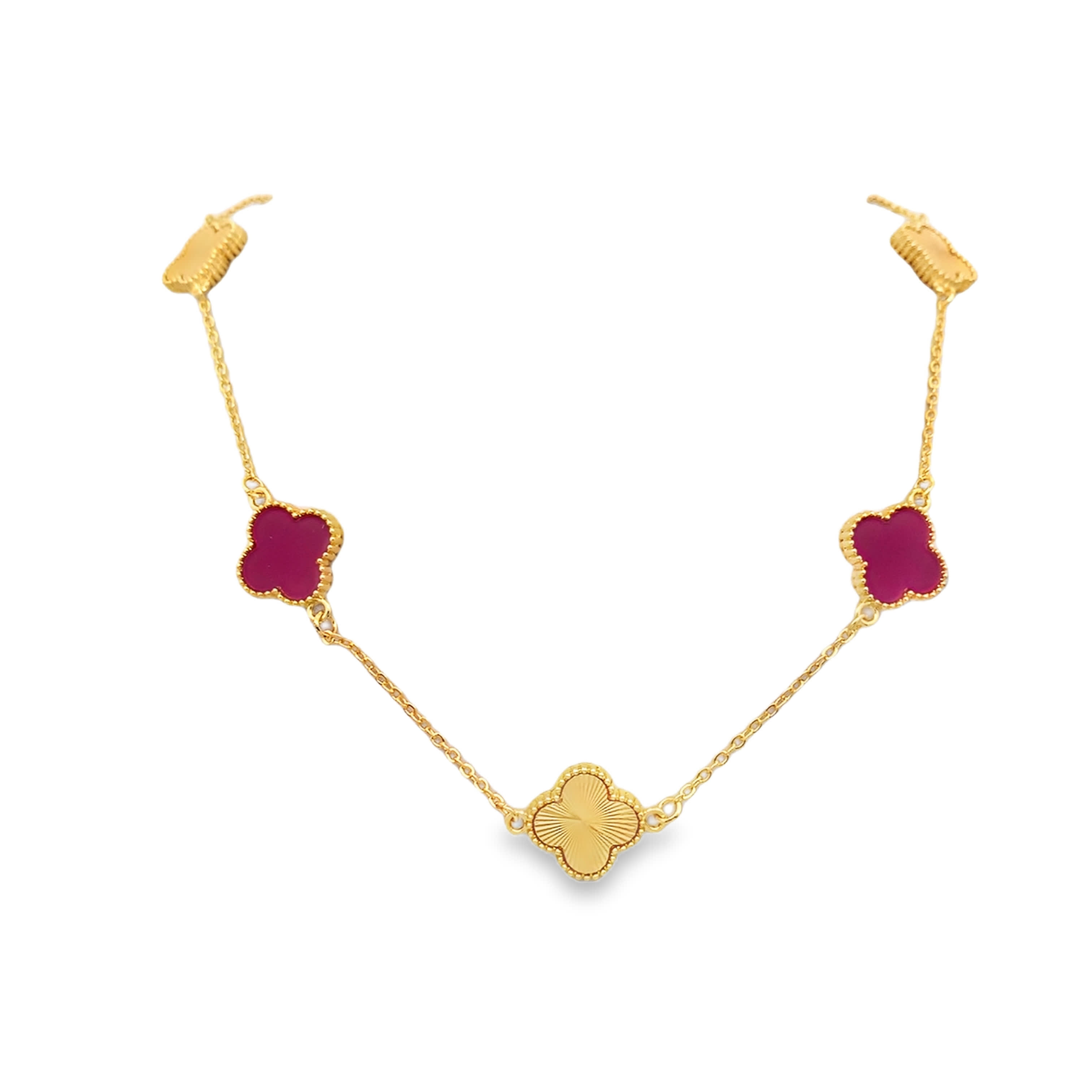 Elegancki naszyjnik łańcuszkowy koniczynka z pozłacanego metalu