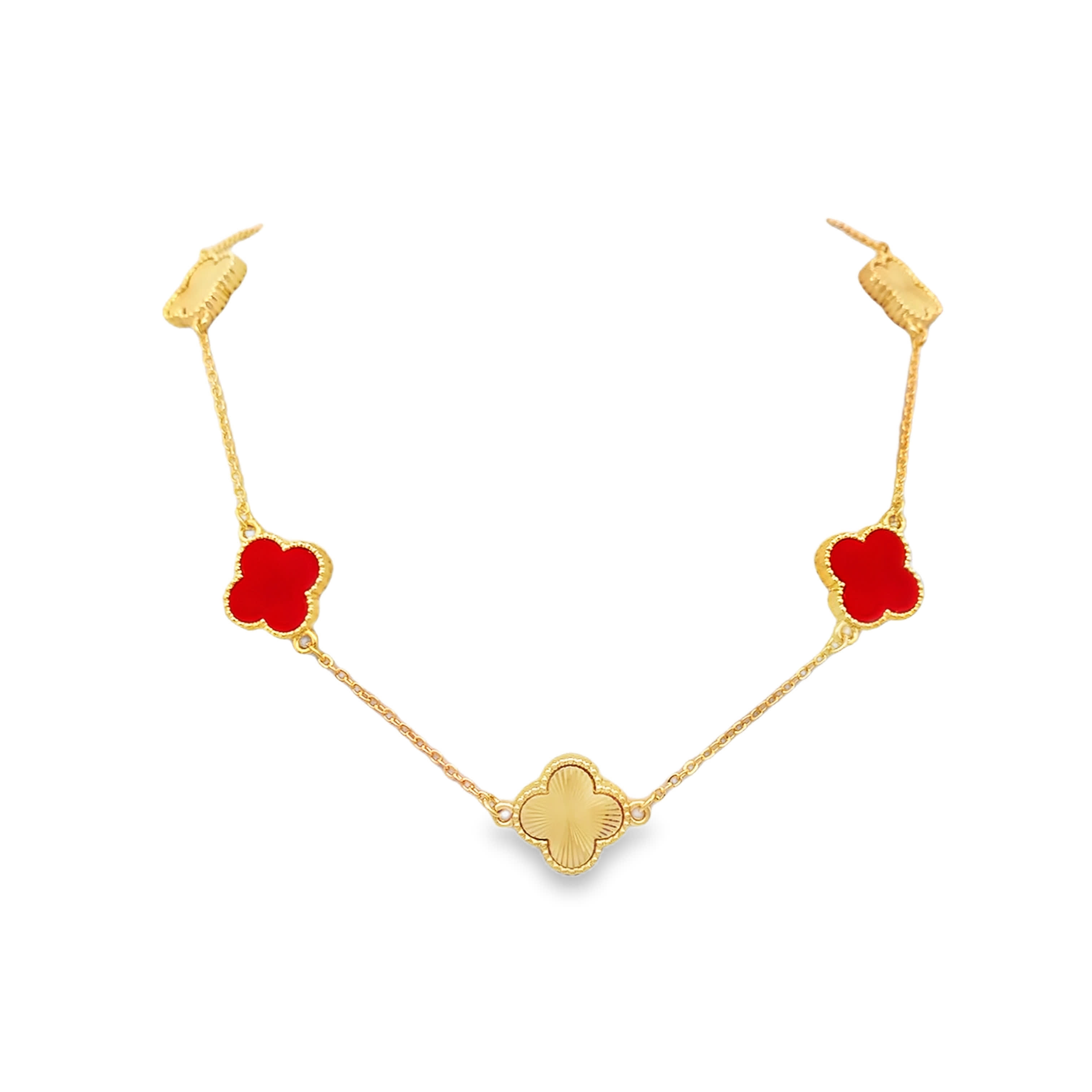 Elegancki naszyjnik łańcuszkowy koniczynka z pozłacanego metalu