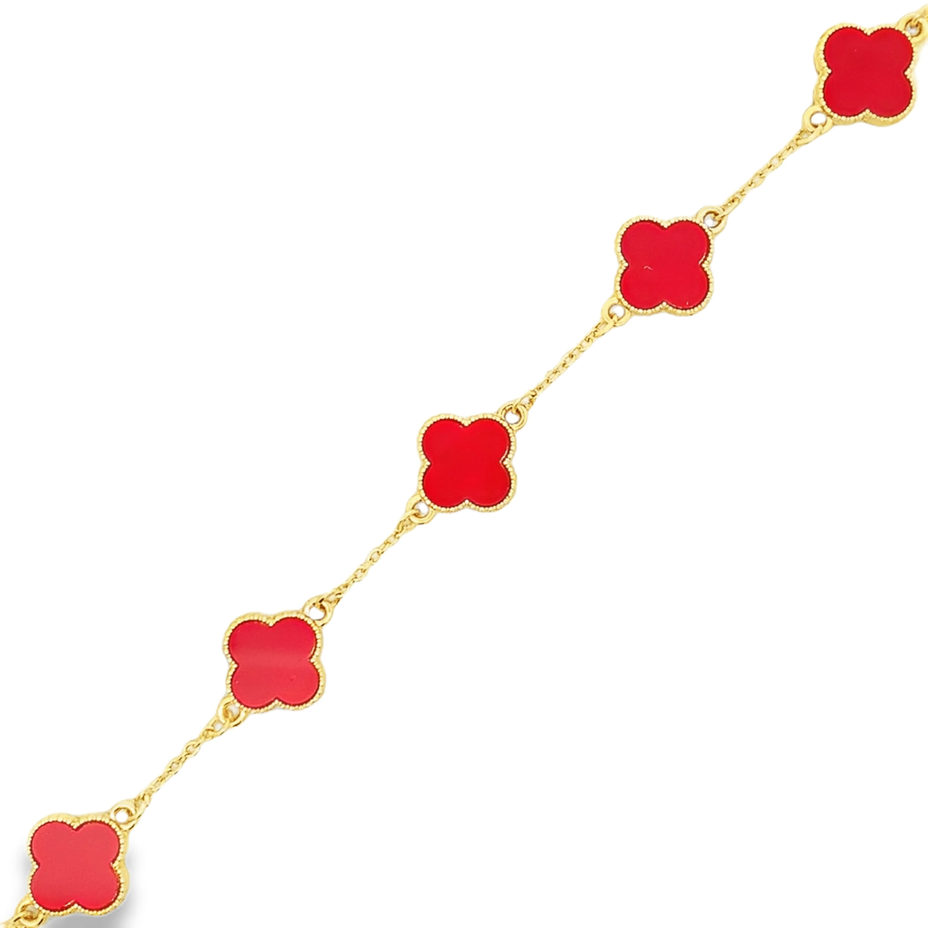 Elegancka bransoletka łańcuszkowa z motywem koniczynki z pozłacanego metalu