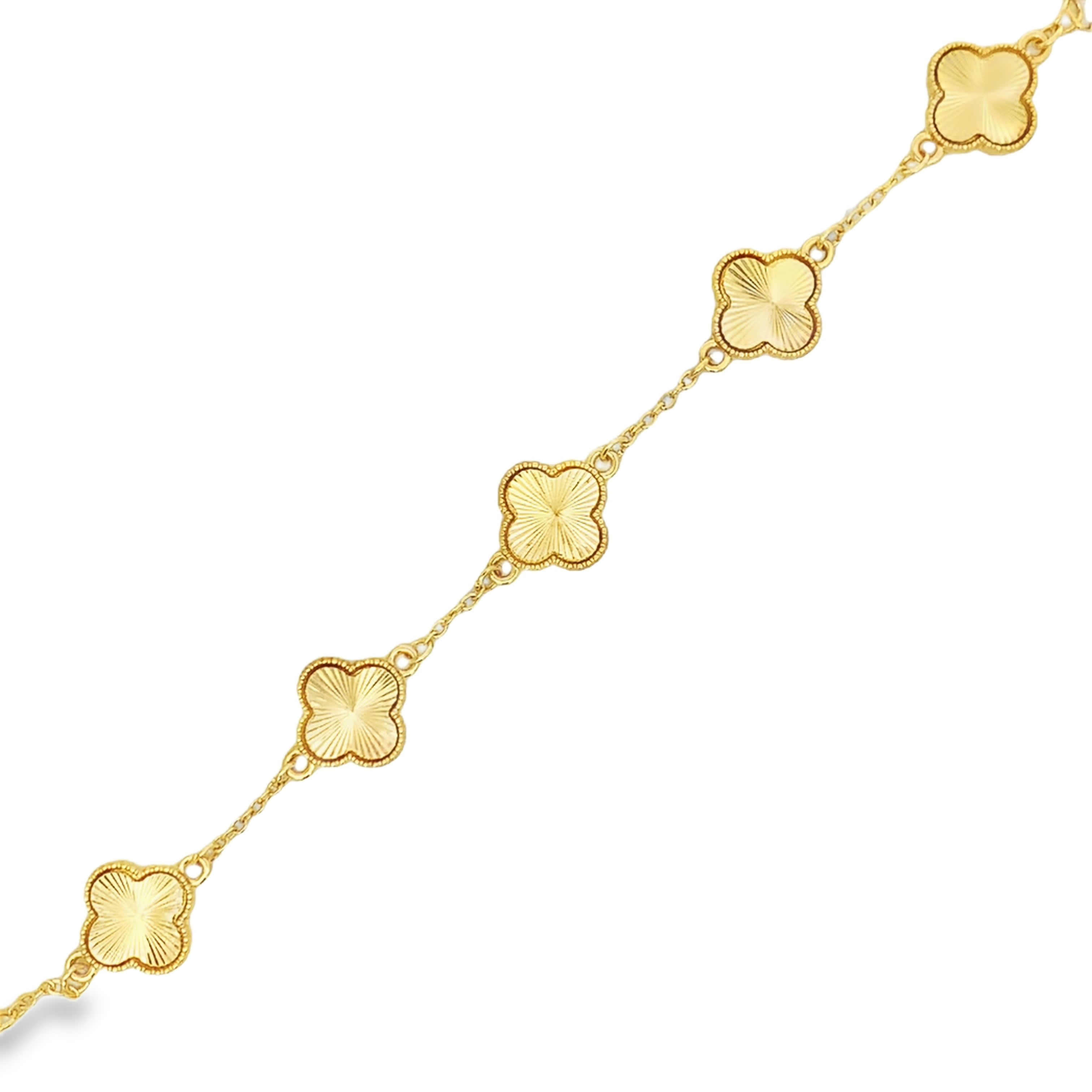 Bransoletka łańcuszkowa koniczynka z pozłacanego metalu