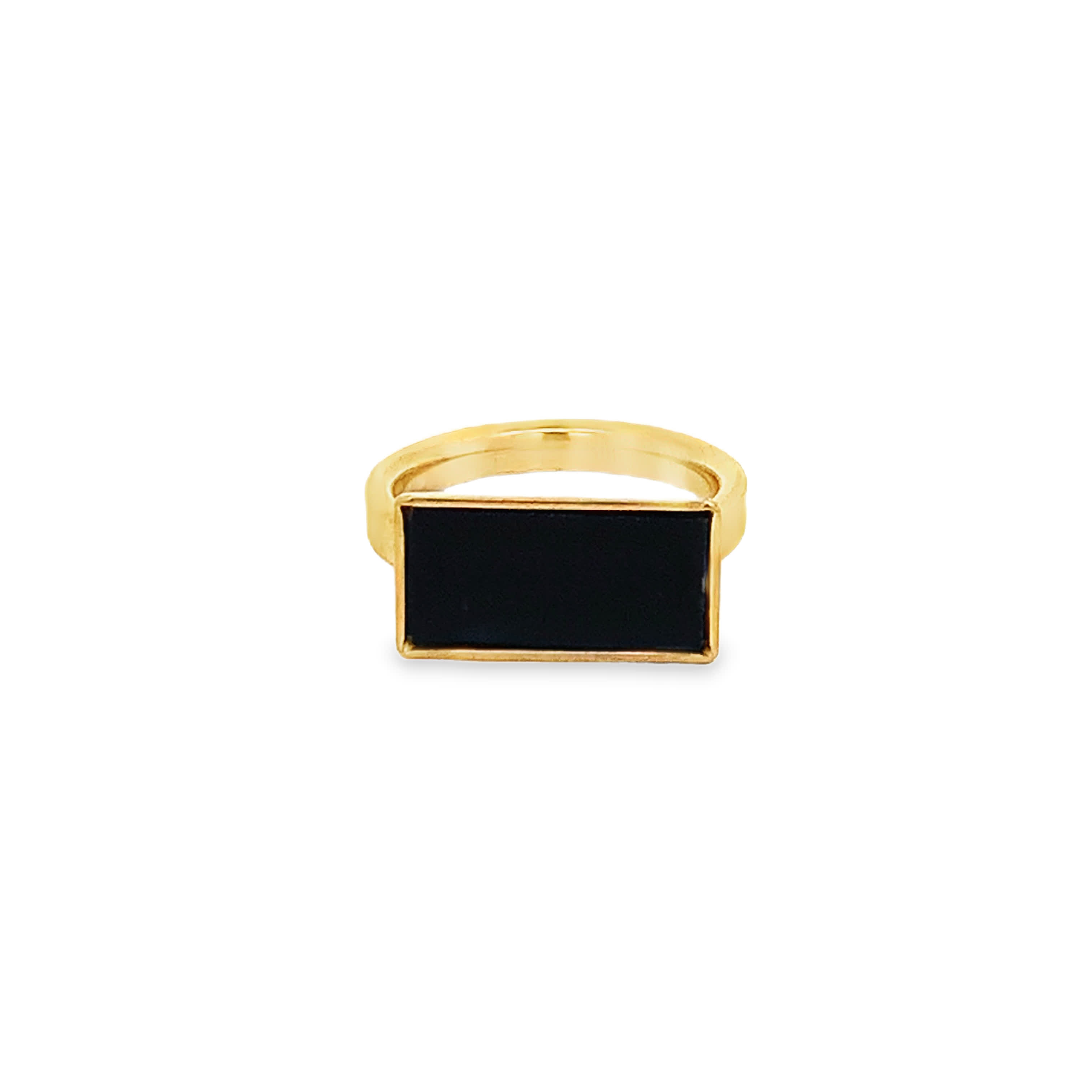Yellow Gold Signet Ring with Octagon Onyx Cabochon