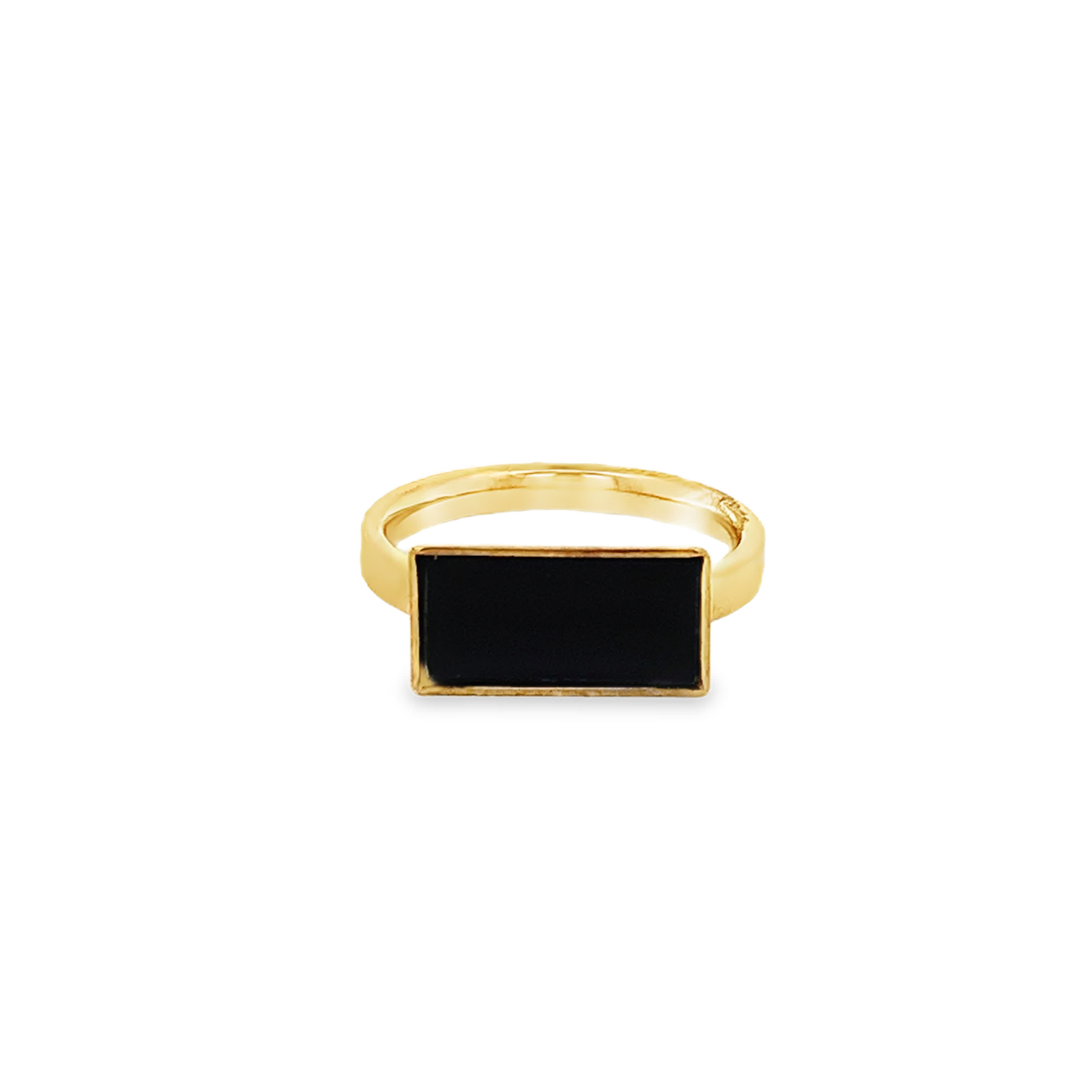 Yellow Gold Signet Ring with Square Onyx