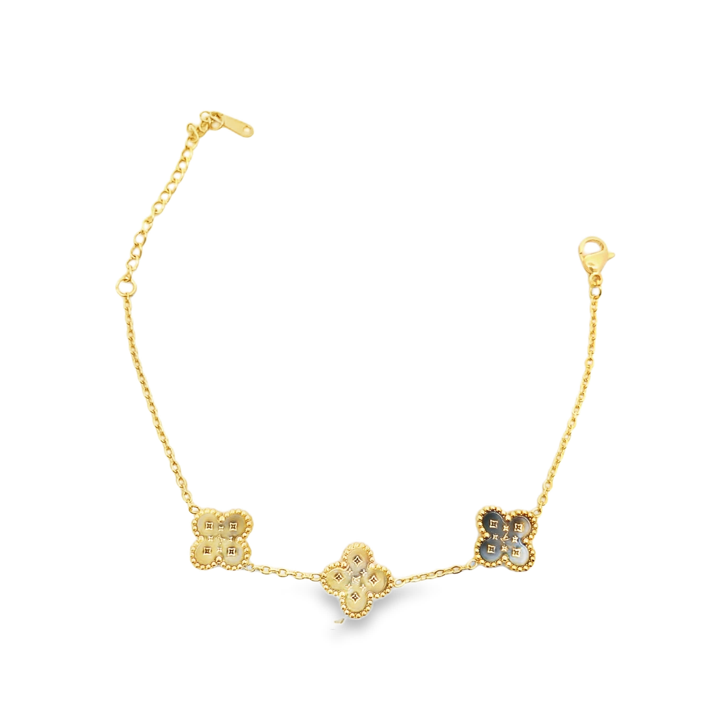 Yellow Gold Clover Charm Chain Bracelet