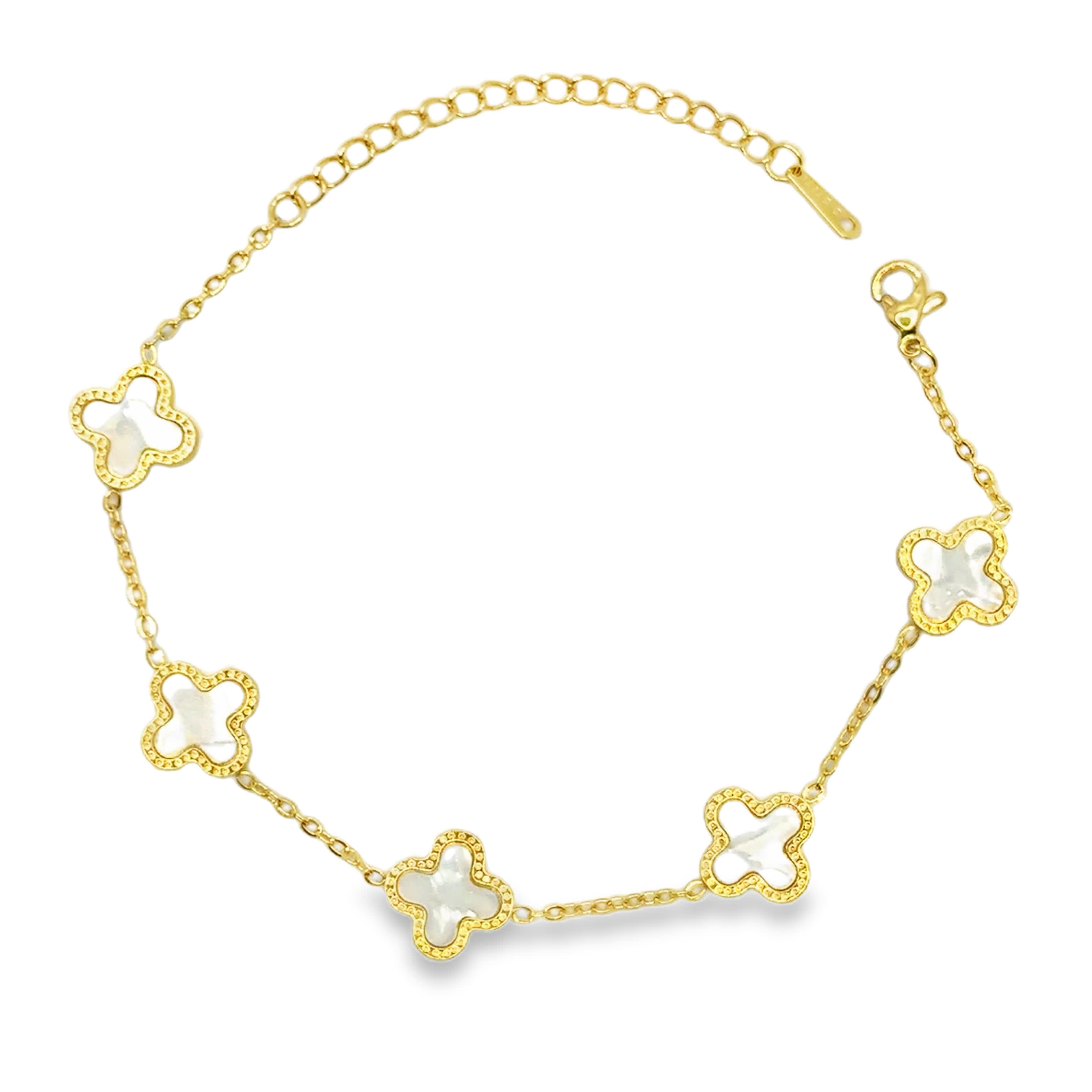 Bransoletka ze złoconej stali z okrągłymi żółtymi opalami