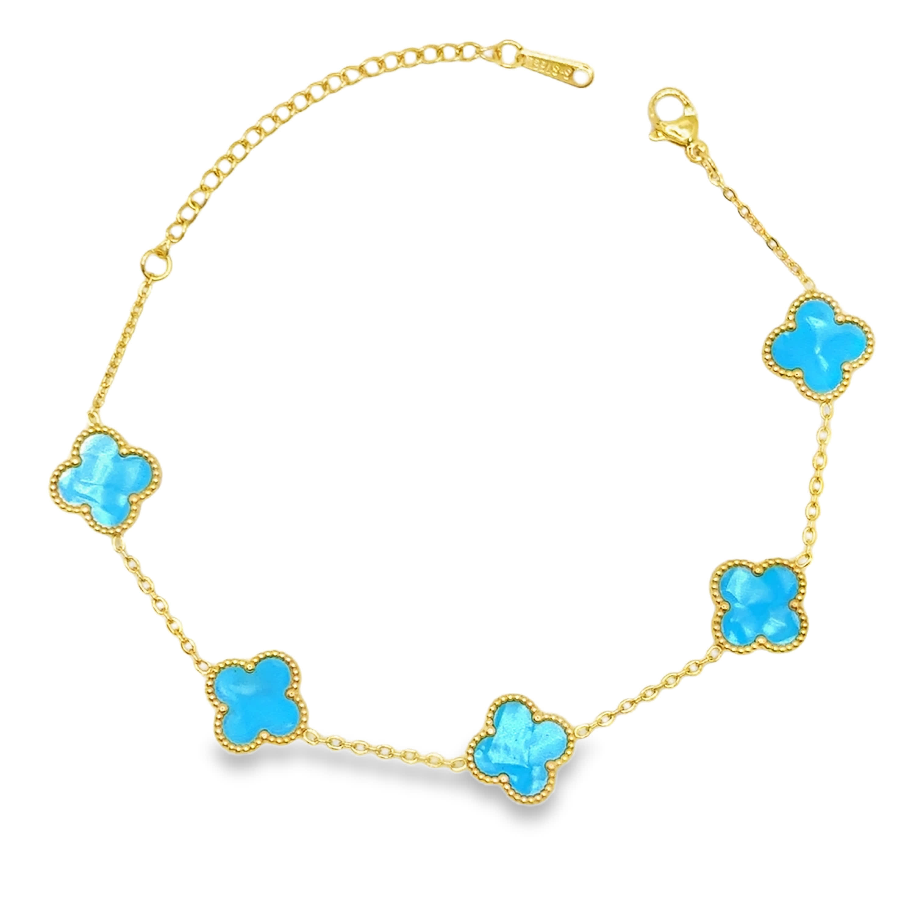 Bransoletka ze złoconej stali z turkusowymi akcentami