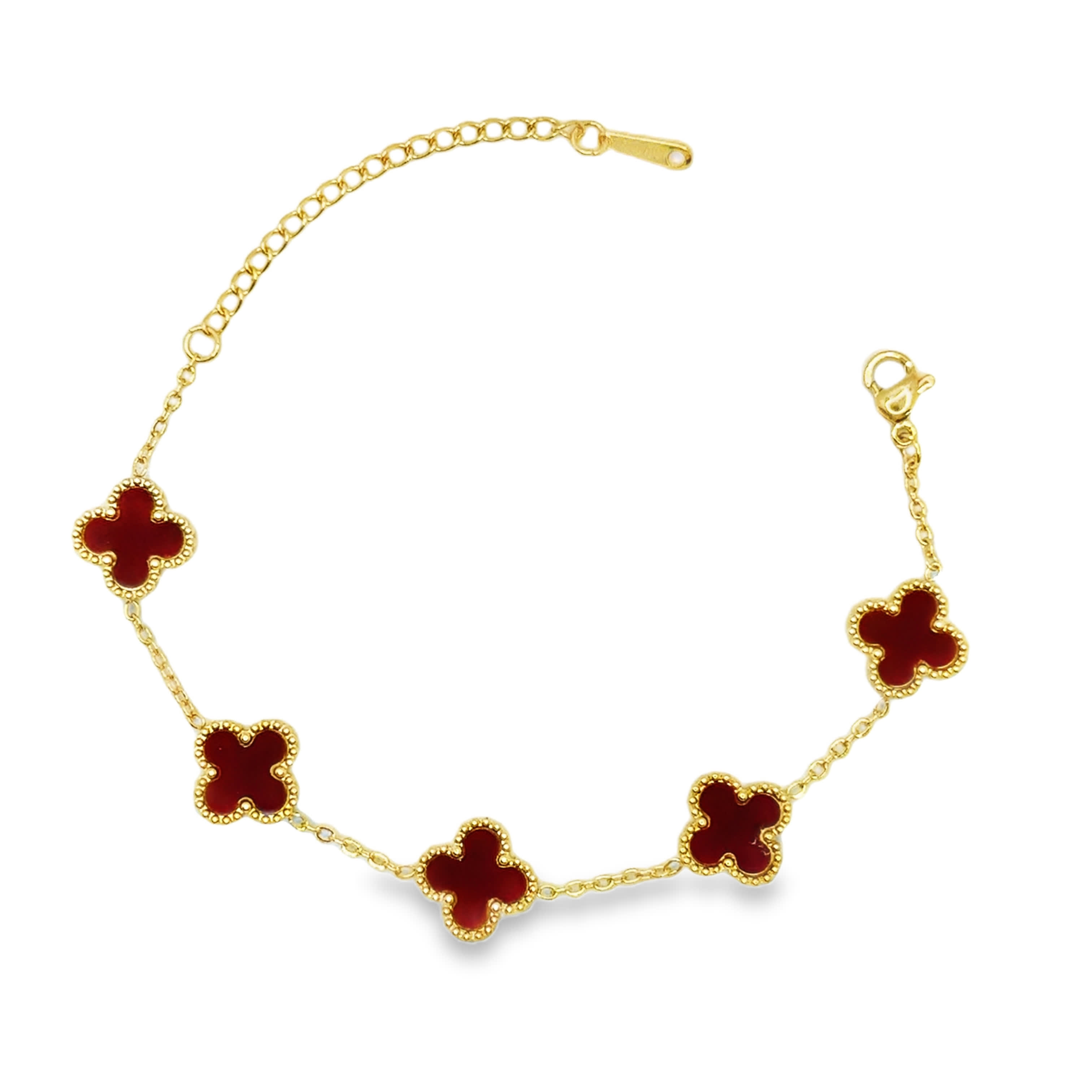 Bransoletka ze Złoconego Łańcuszka z Akcentami z Czerwonego Agatu