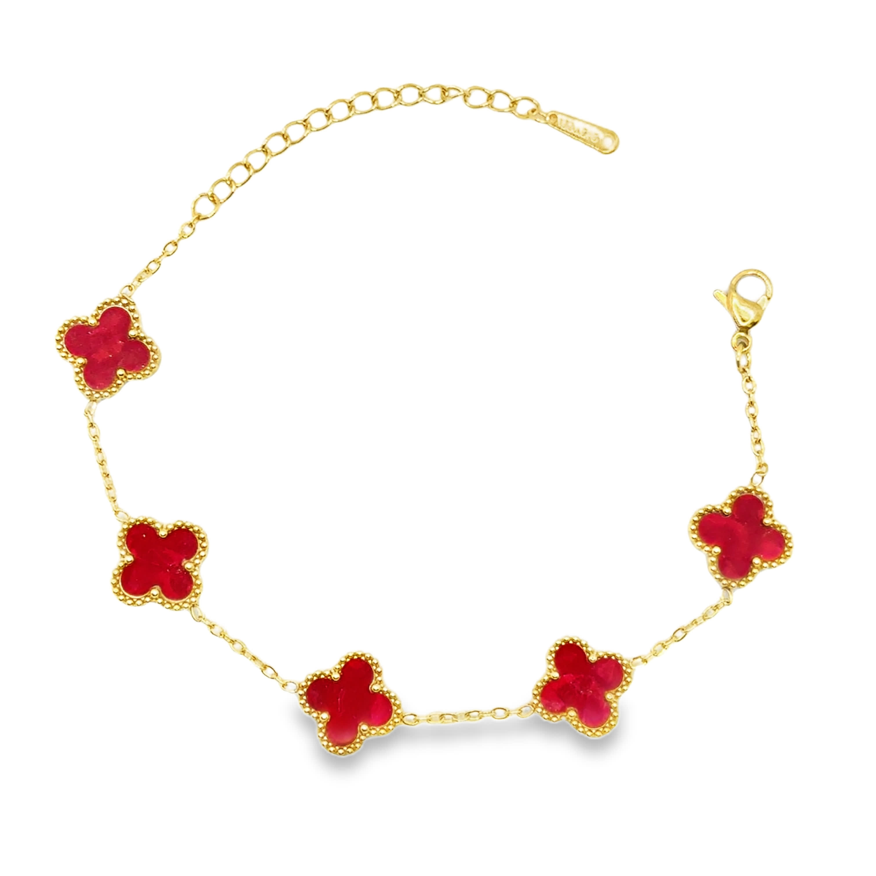 Bransoletka ze Złoconego Łańcuszka z Okrągłymi Rubinowymi Akcentami