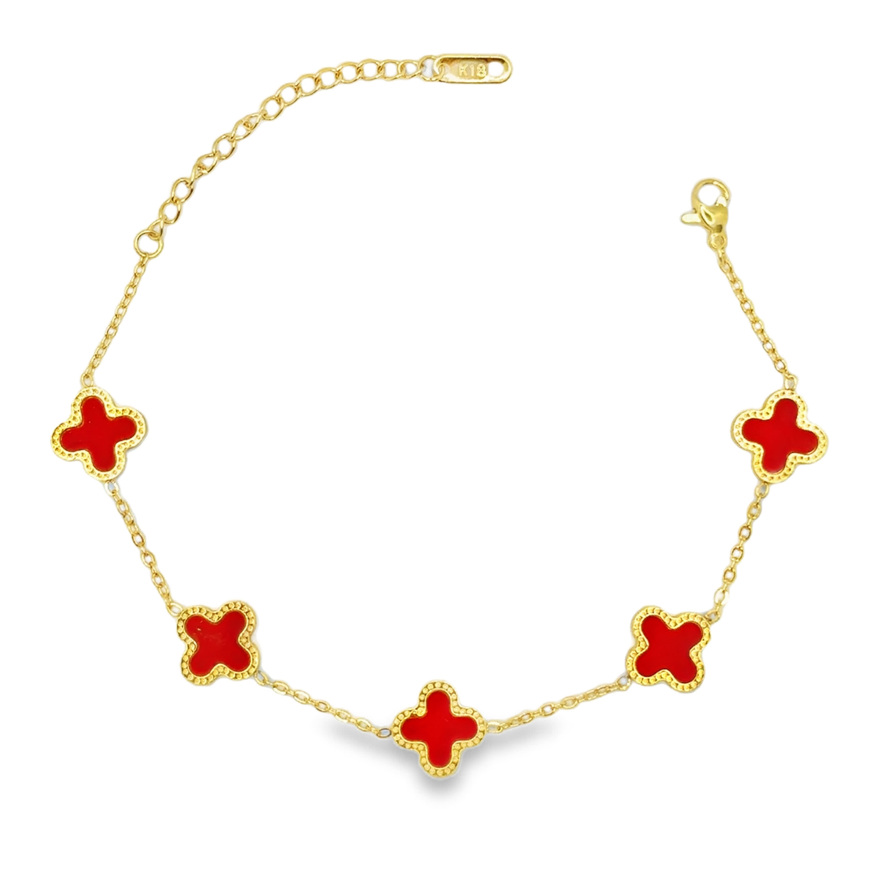 Bransoletka ze Złoconego Łańcuszka z Motywem Koniczyny Koralowej