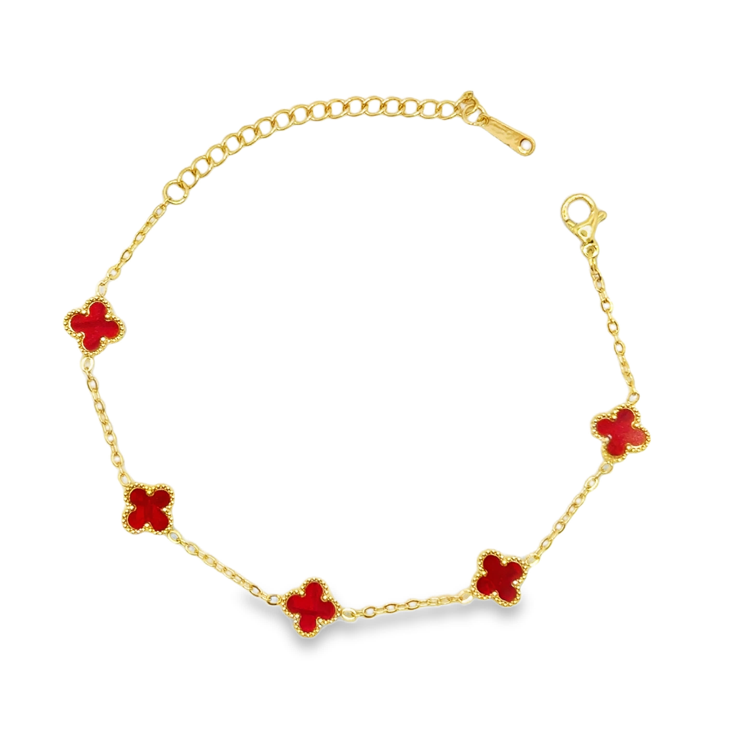 Bransoletka ze Złoconego Łańcuszka z Okrągłymi Rubinowymi Akcentami