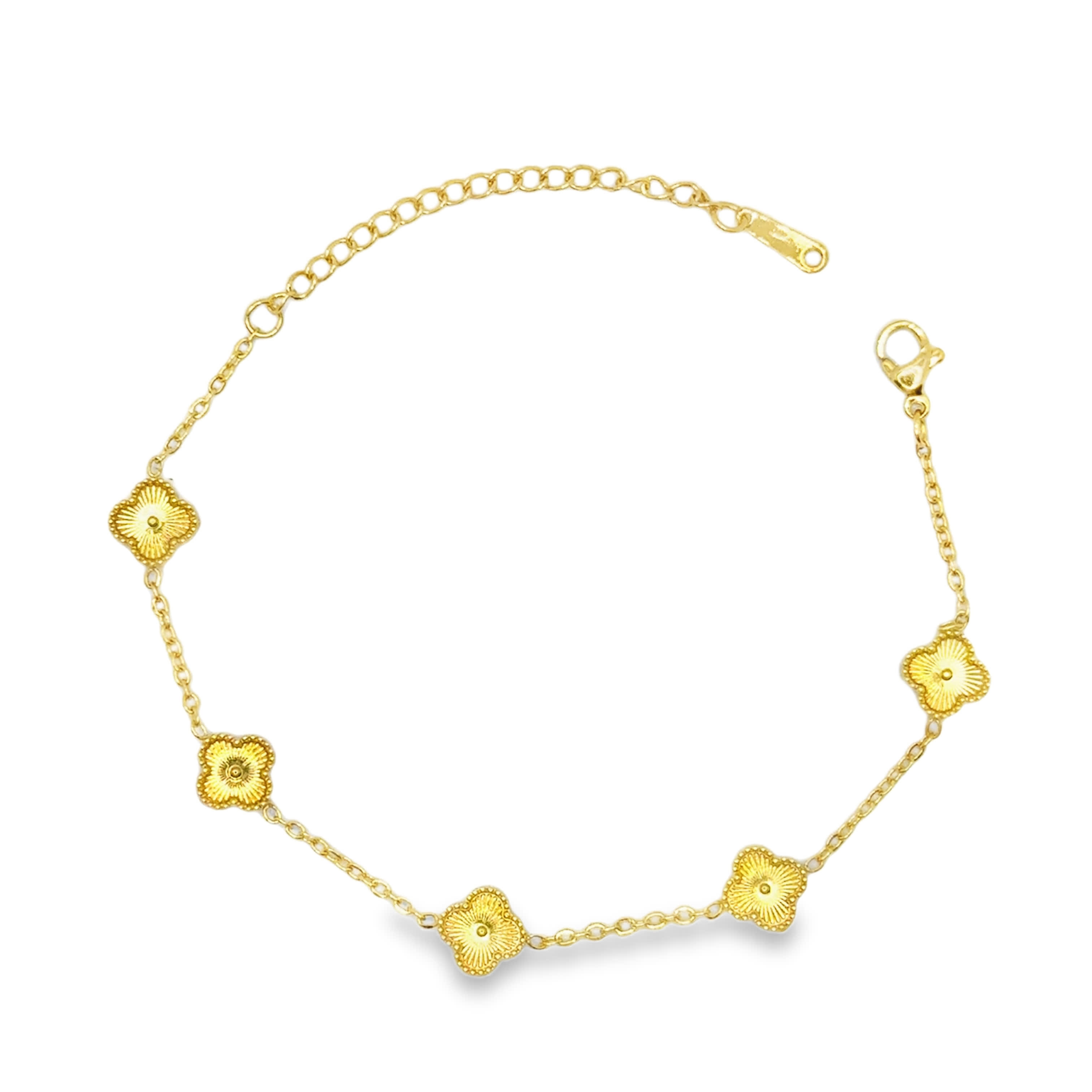 Bransoletka ze złoconej stali z czterolistną koniczyną