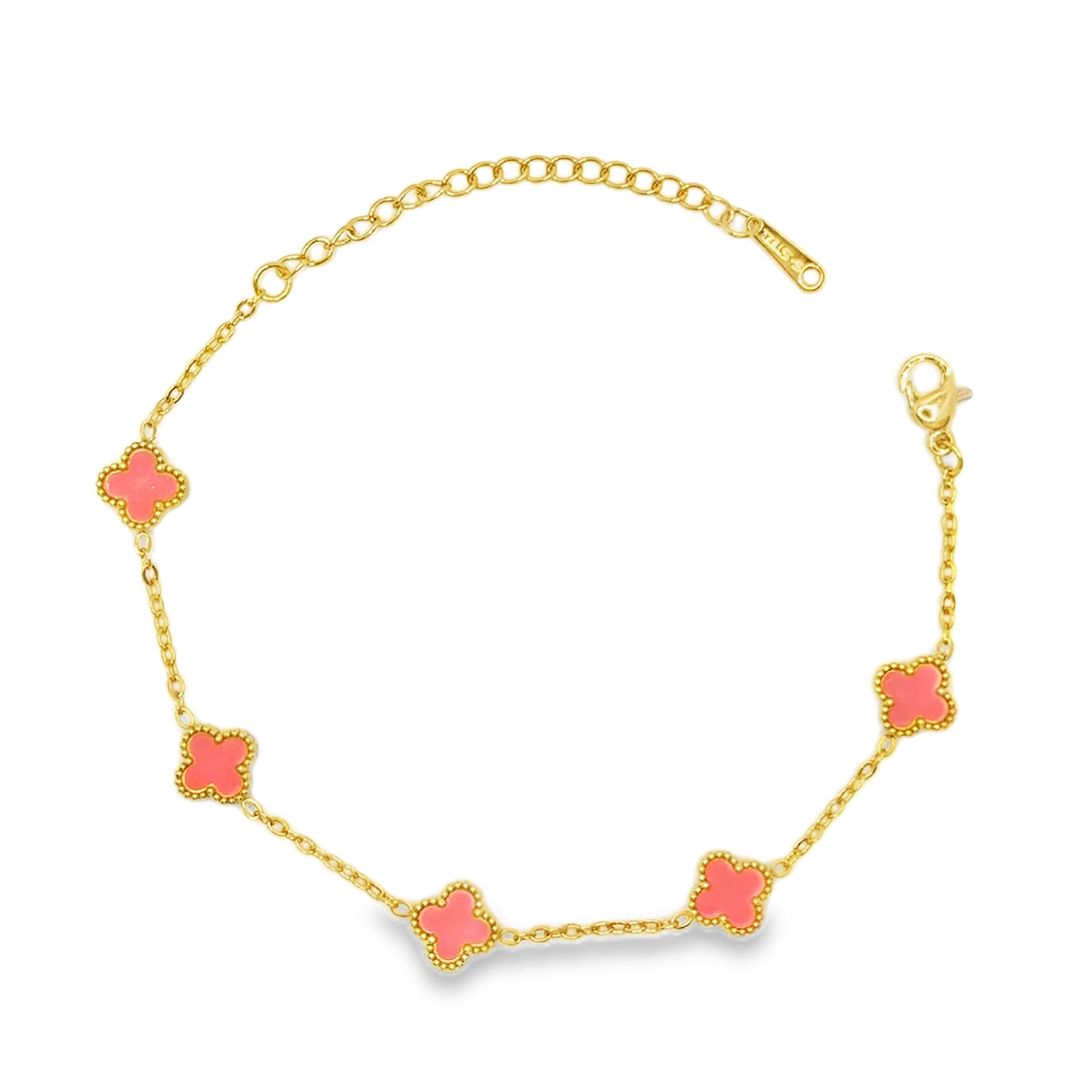 Bransoletka ze Złoconego Łańcuszka z Okrągłymi Kamieniami Koralowymi