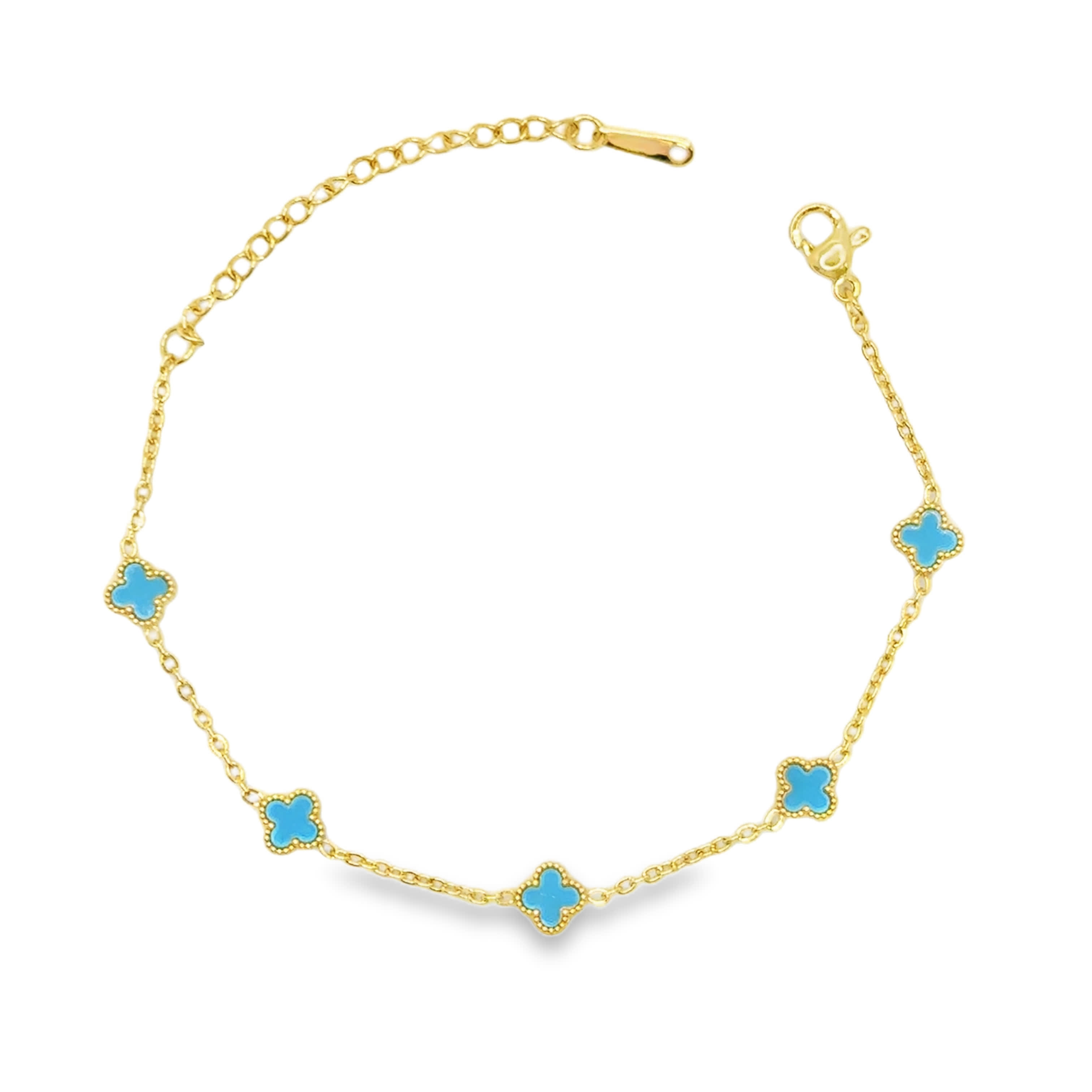 Bransoletka ze Złoconego Łańcuszka z Turkusowymi Kaboszonami