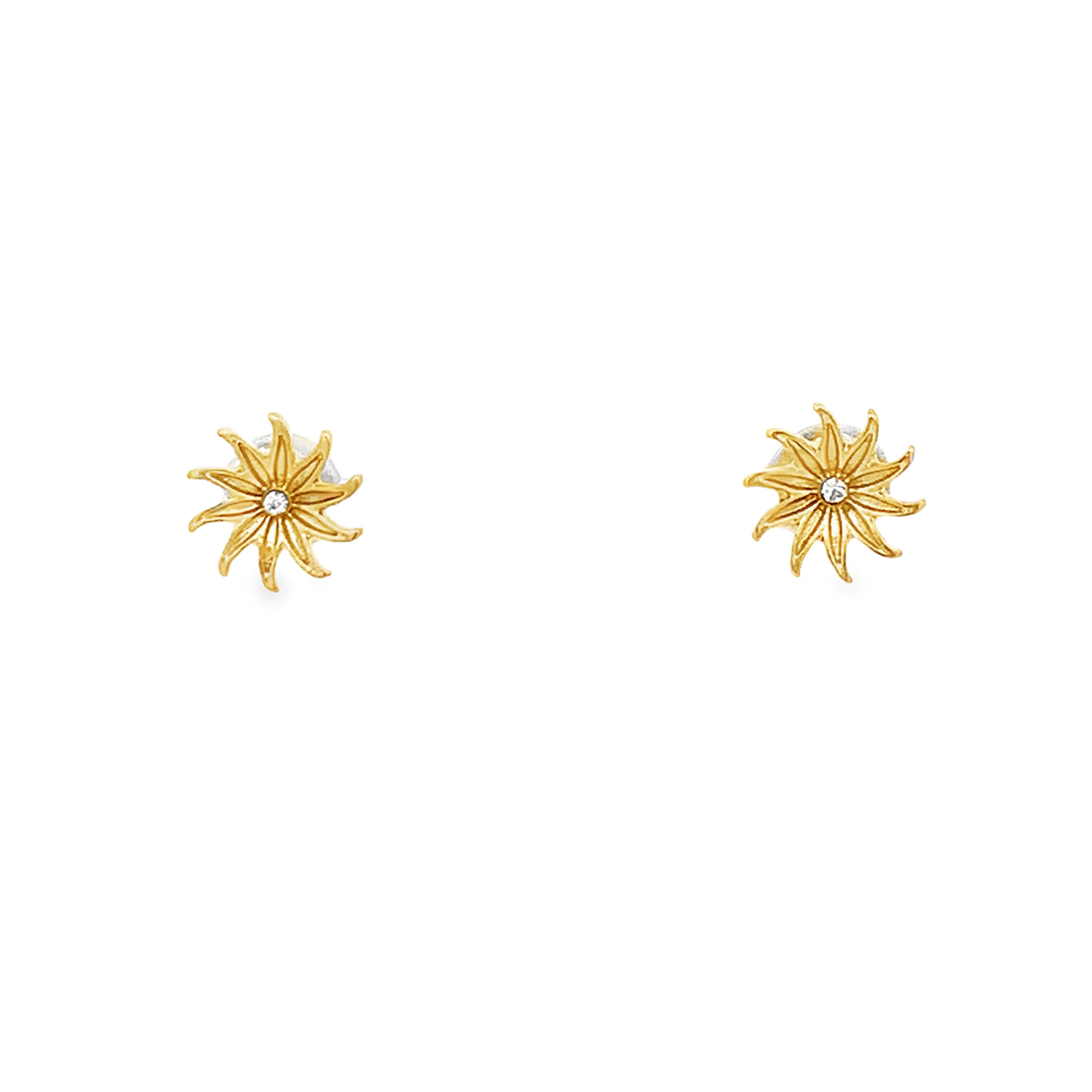 Yellow Gold Stud Earrings with Round Brilliant Cut Diamonds