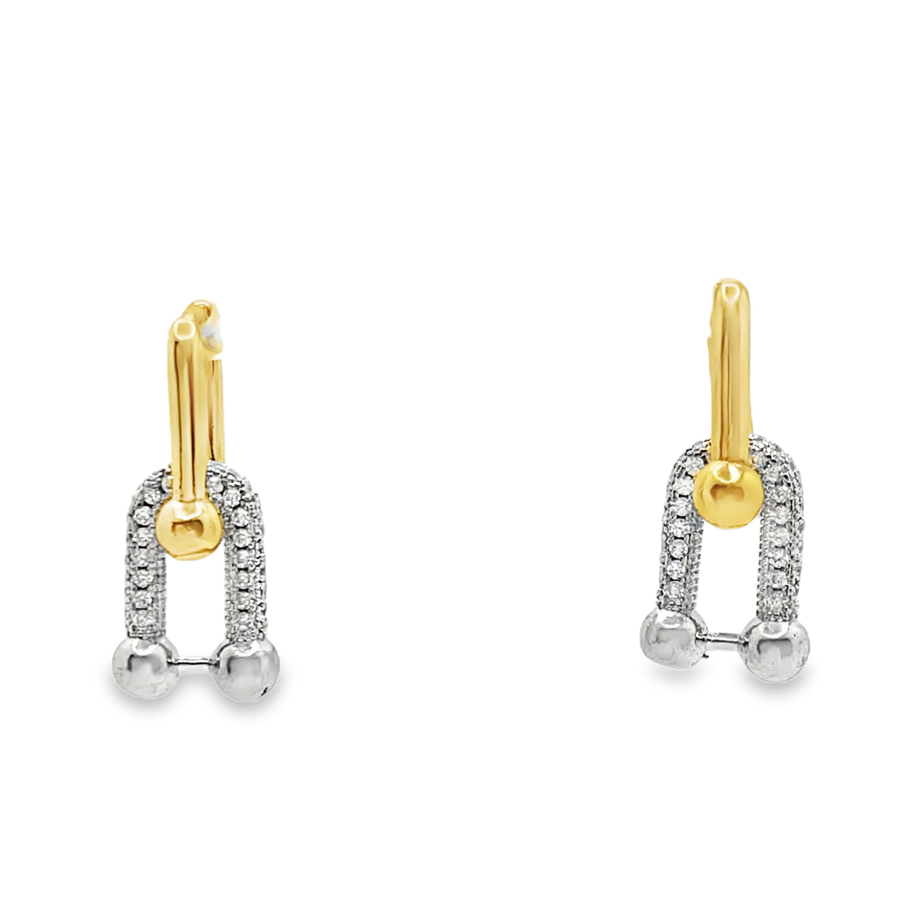 Gold Dangle Earrings with Brilliant-Cut Round Diamonds