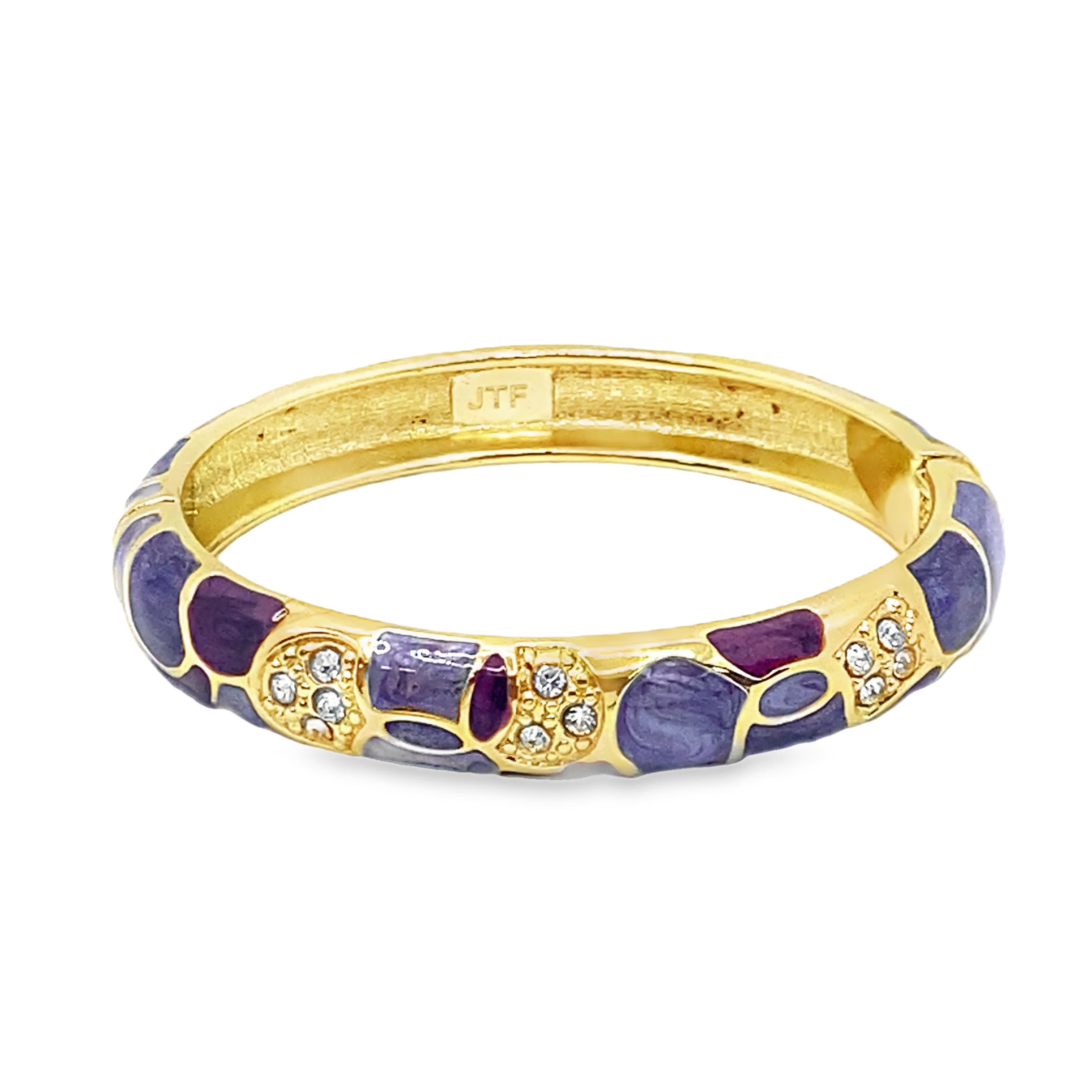 Bransoletka ze złoconej stali z fioletowymi kryształowymi akcentami