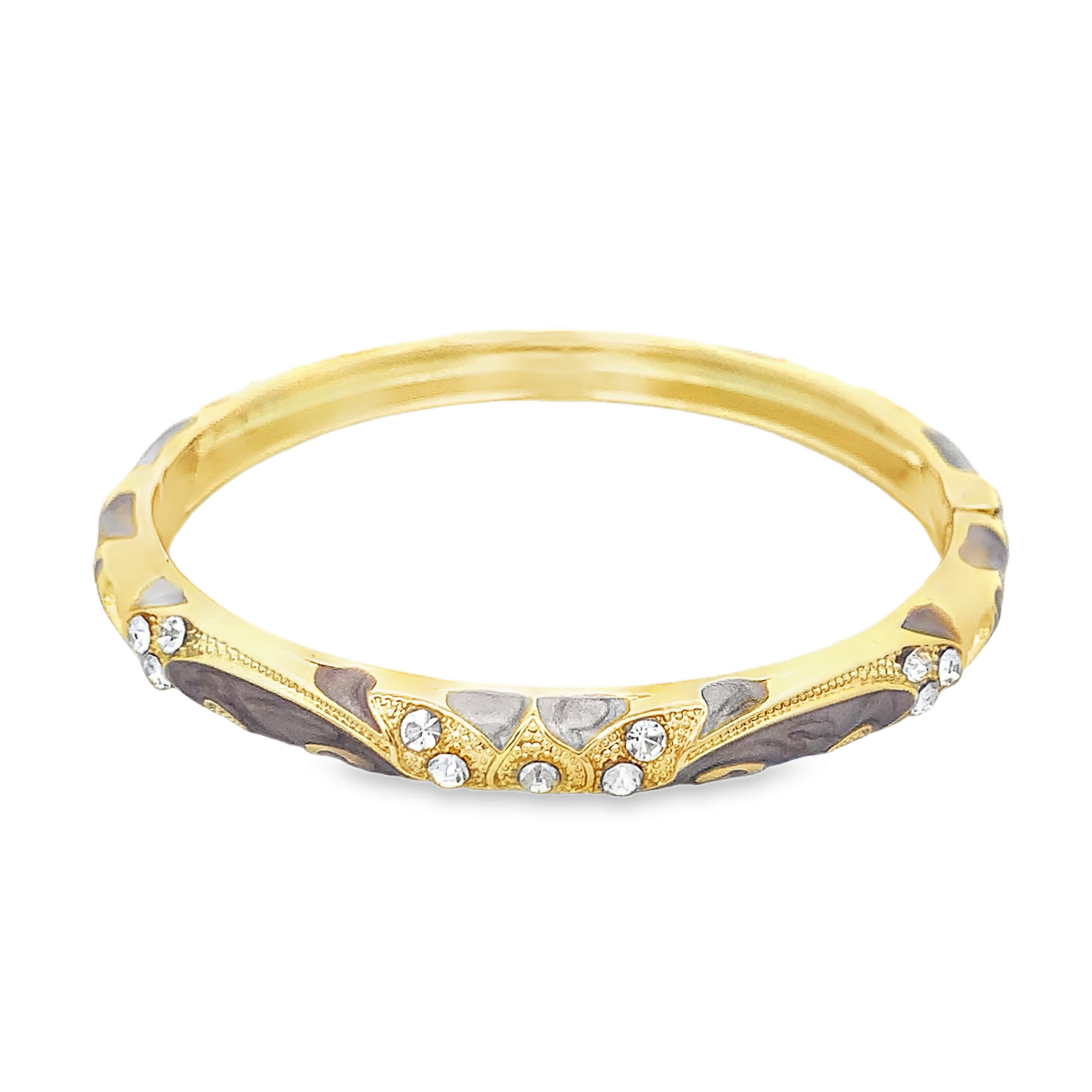 Bransoletka ze złoconej stali z okrągłymi kamieniami o szlifie brylantowym