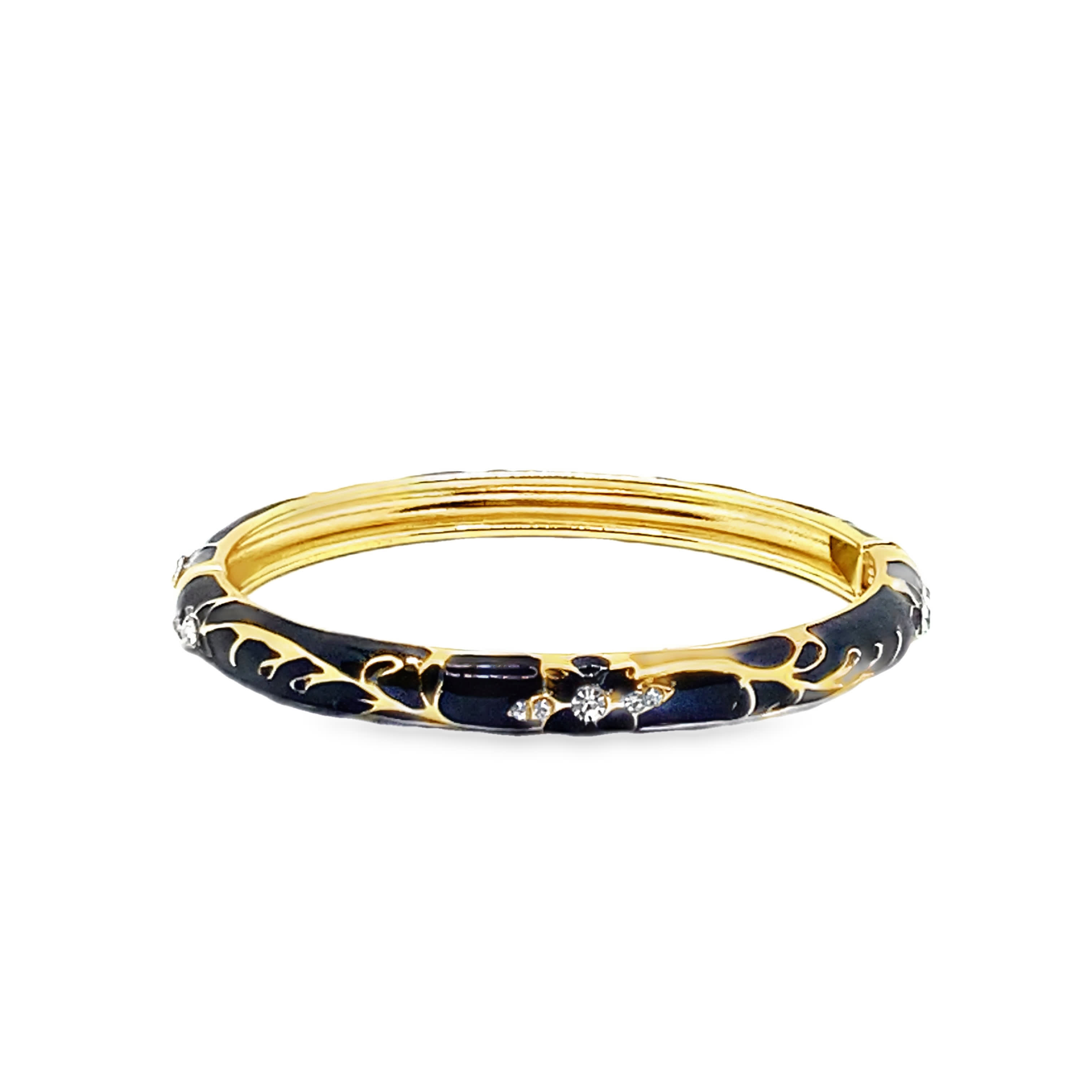 Bransoletka ze złoconej stali z okrągłymi kamieniami i emaliowaną wkładką