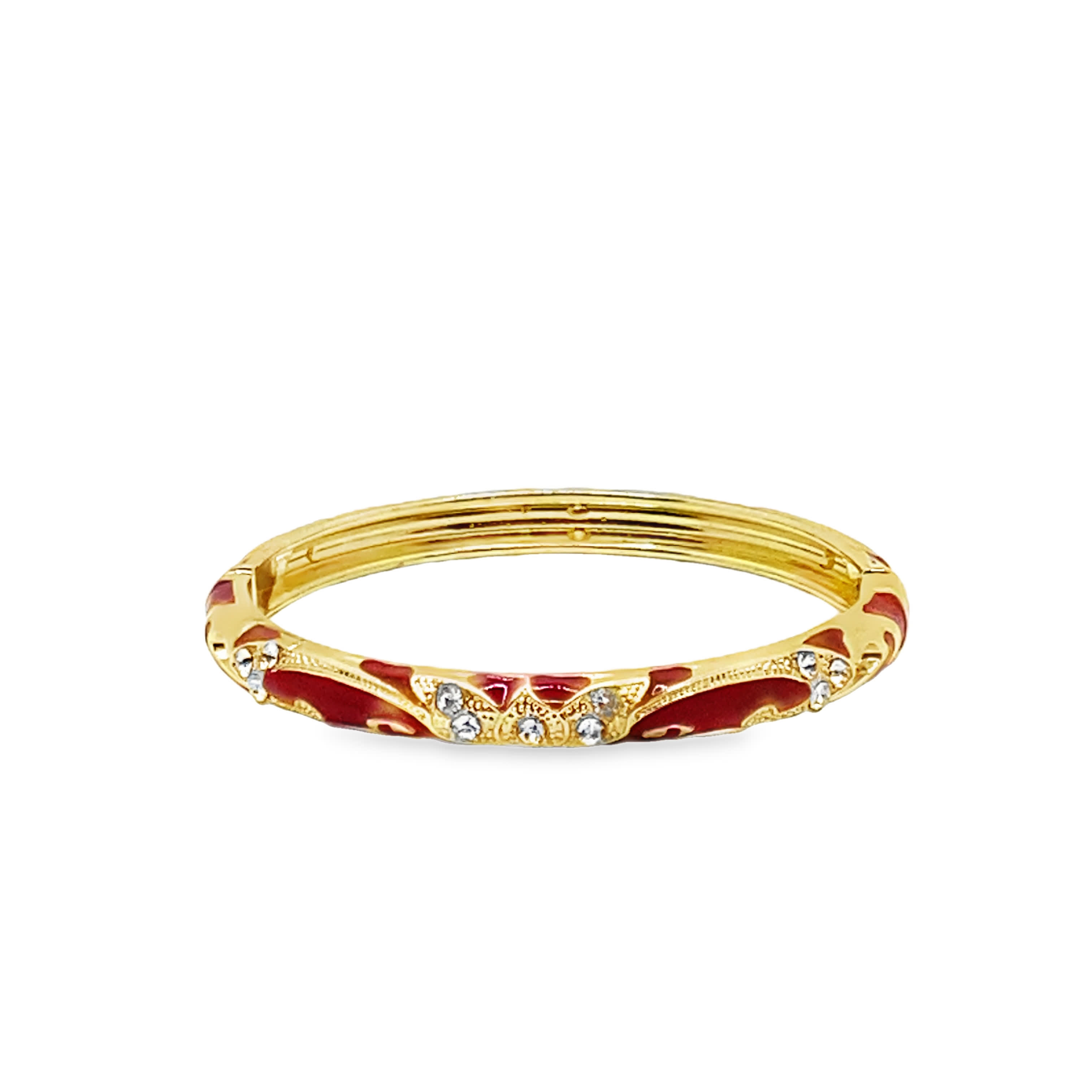 Bransoletka ze złoconej stali z czerwonymi kryształowymi akcentami