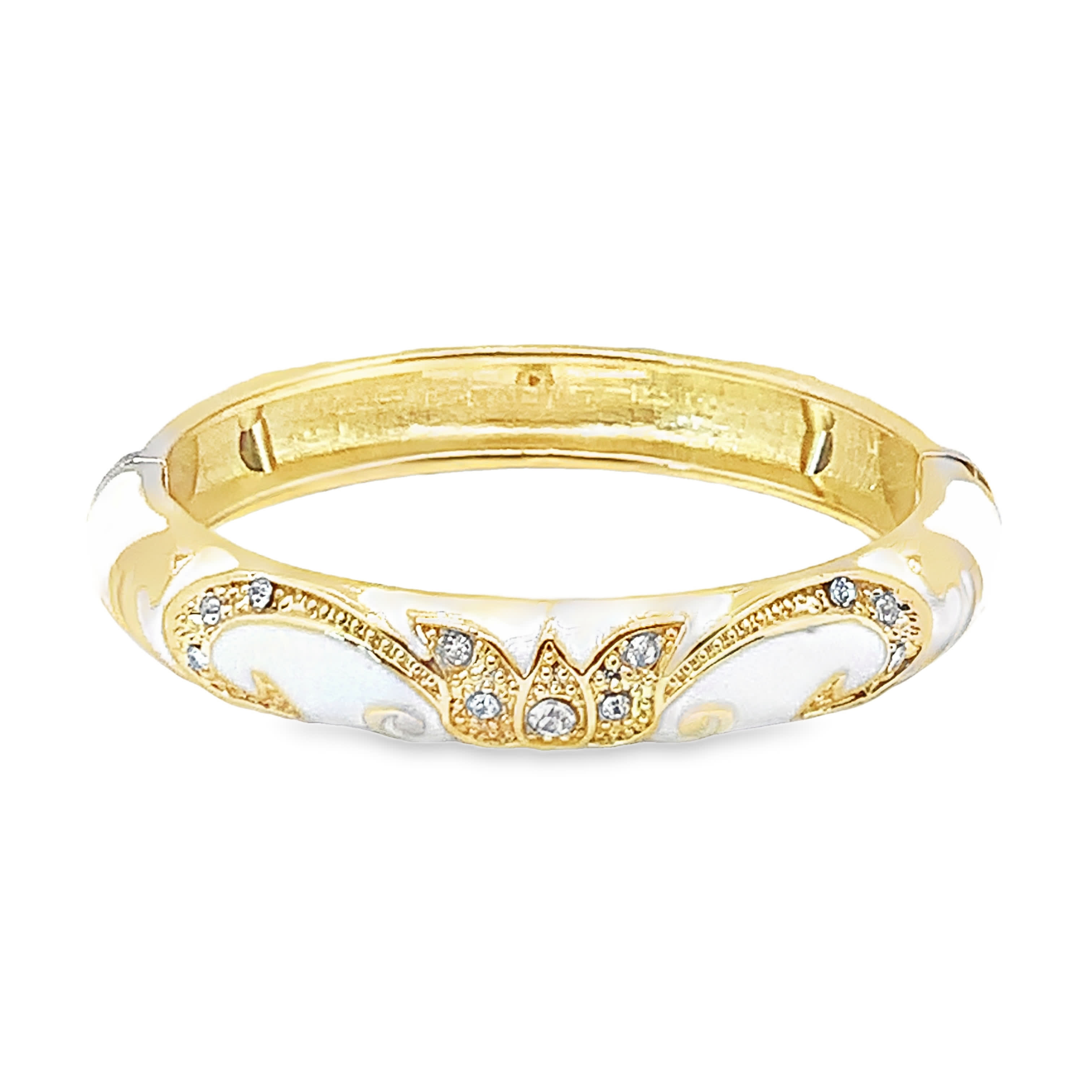 Bransoletka ze złoconej stali z okrągłymi kamieniami o szlifie brylantowym