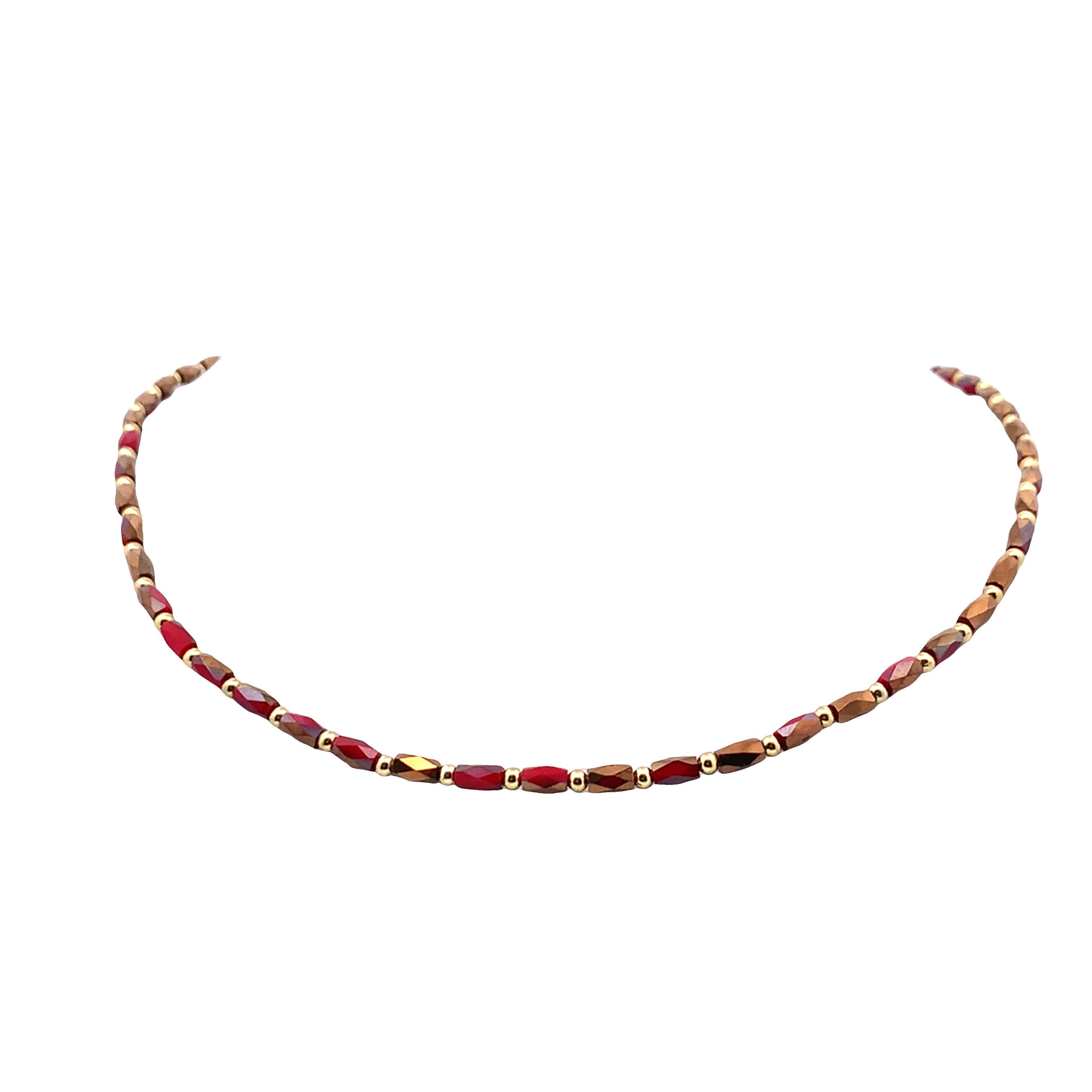 Elegancki naszyjnik z koralikami ze złoconej stali