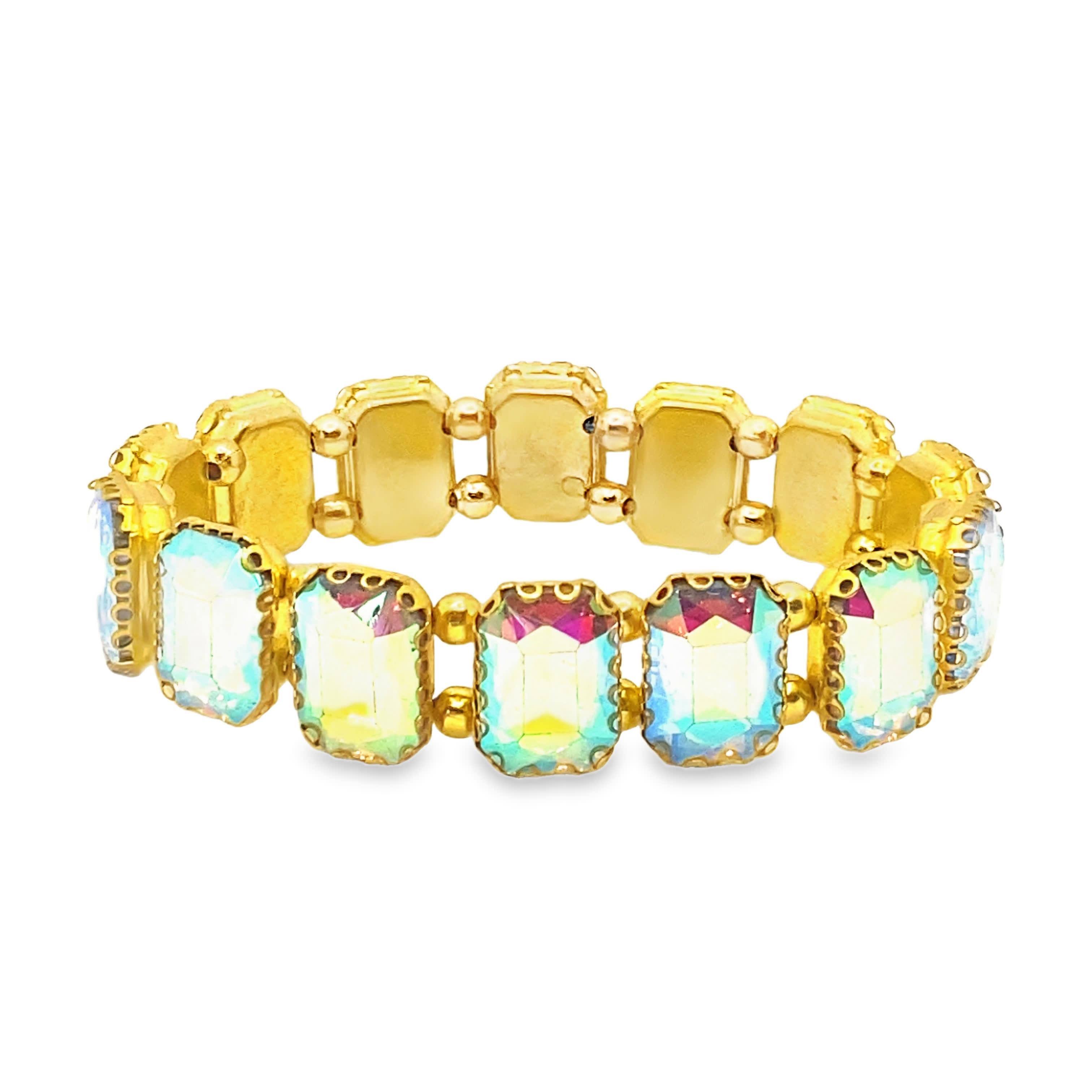 Bransoletka z koralików z żółtego złota z kwadratowymi kryształowymi akcentami