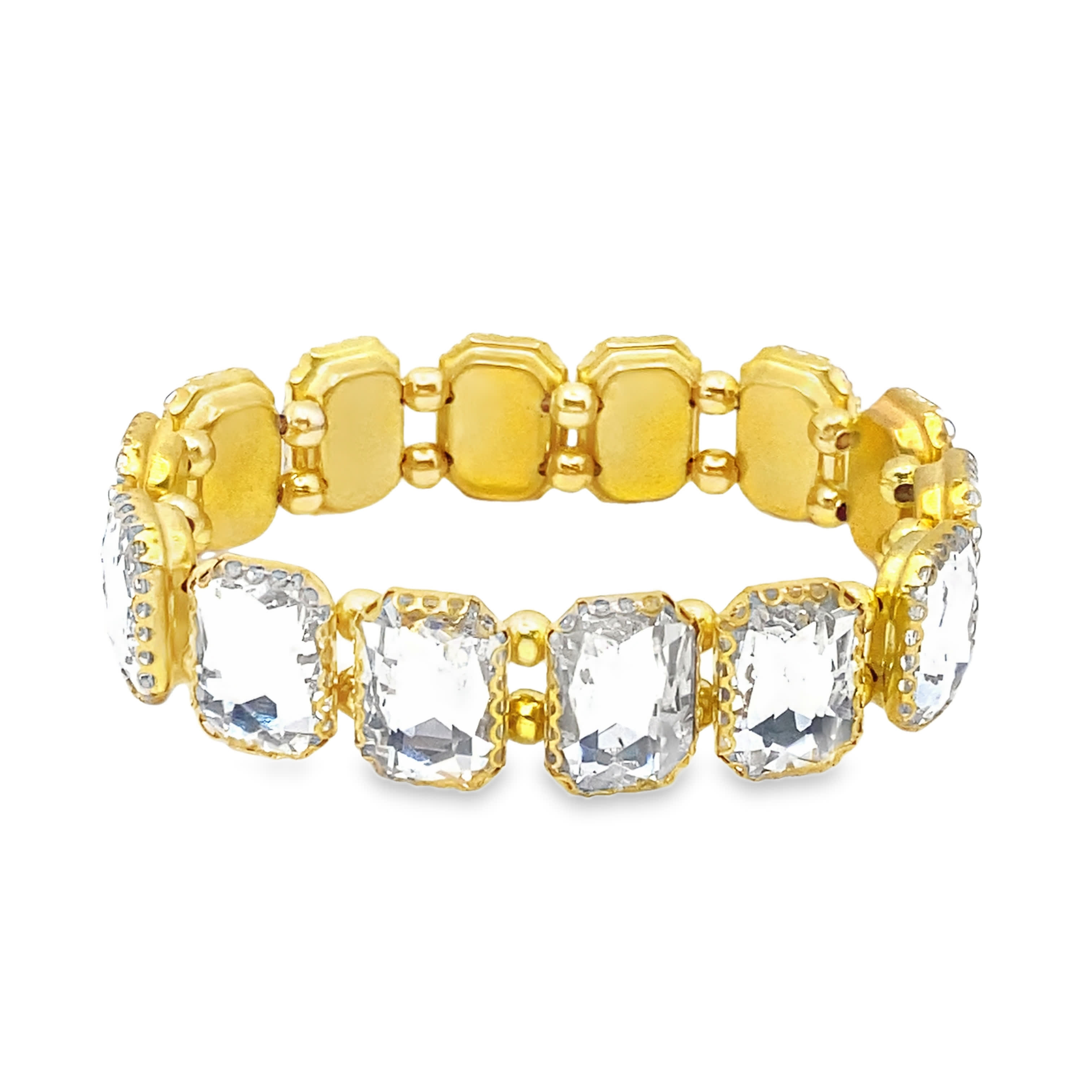 Bransoletka z koralików z żółtego złota z kwadratowymi kryształami