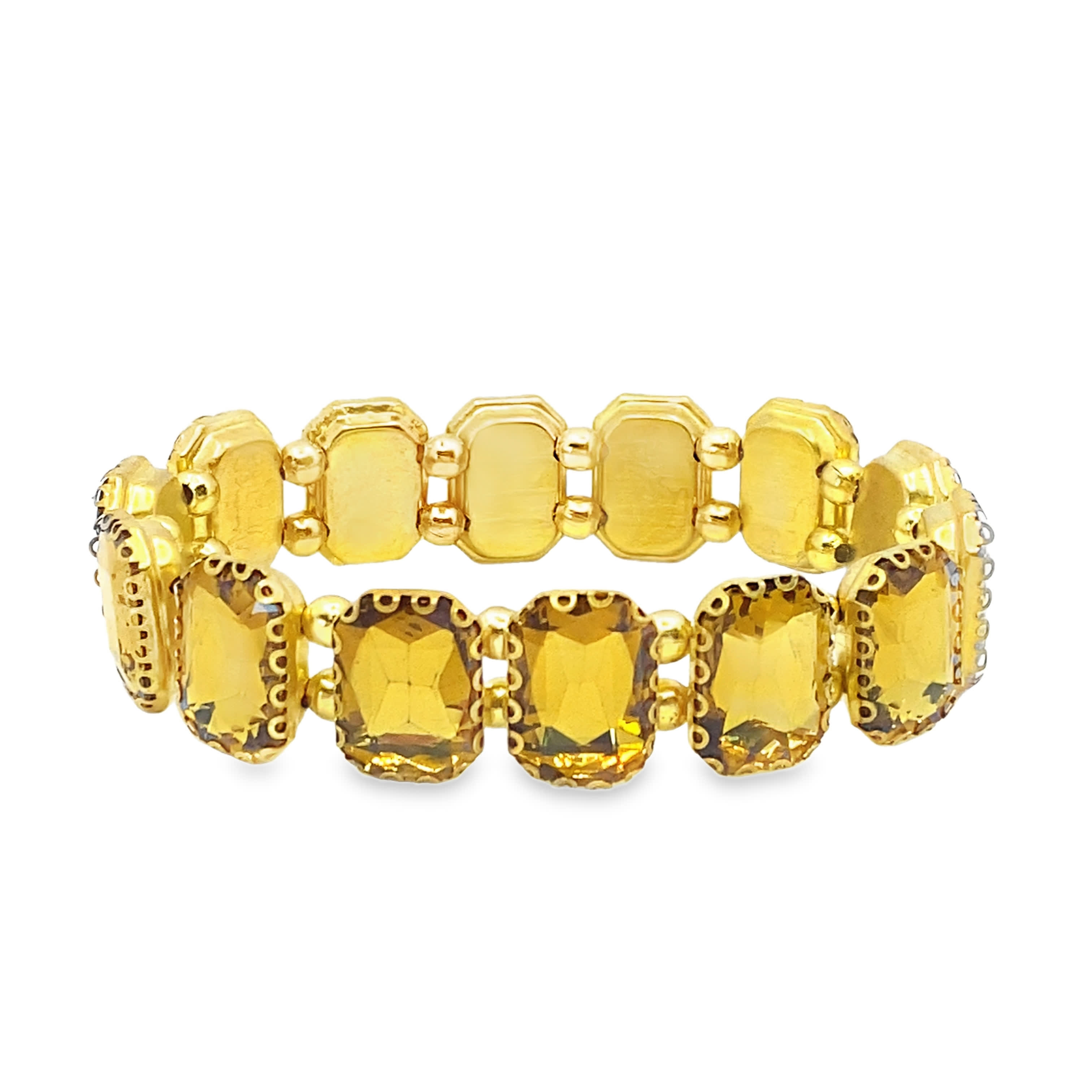 Bransoletka z żółtego złota z łańcuszkiem i cytrynami o szlifie szmaragdowym