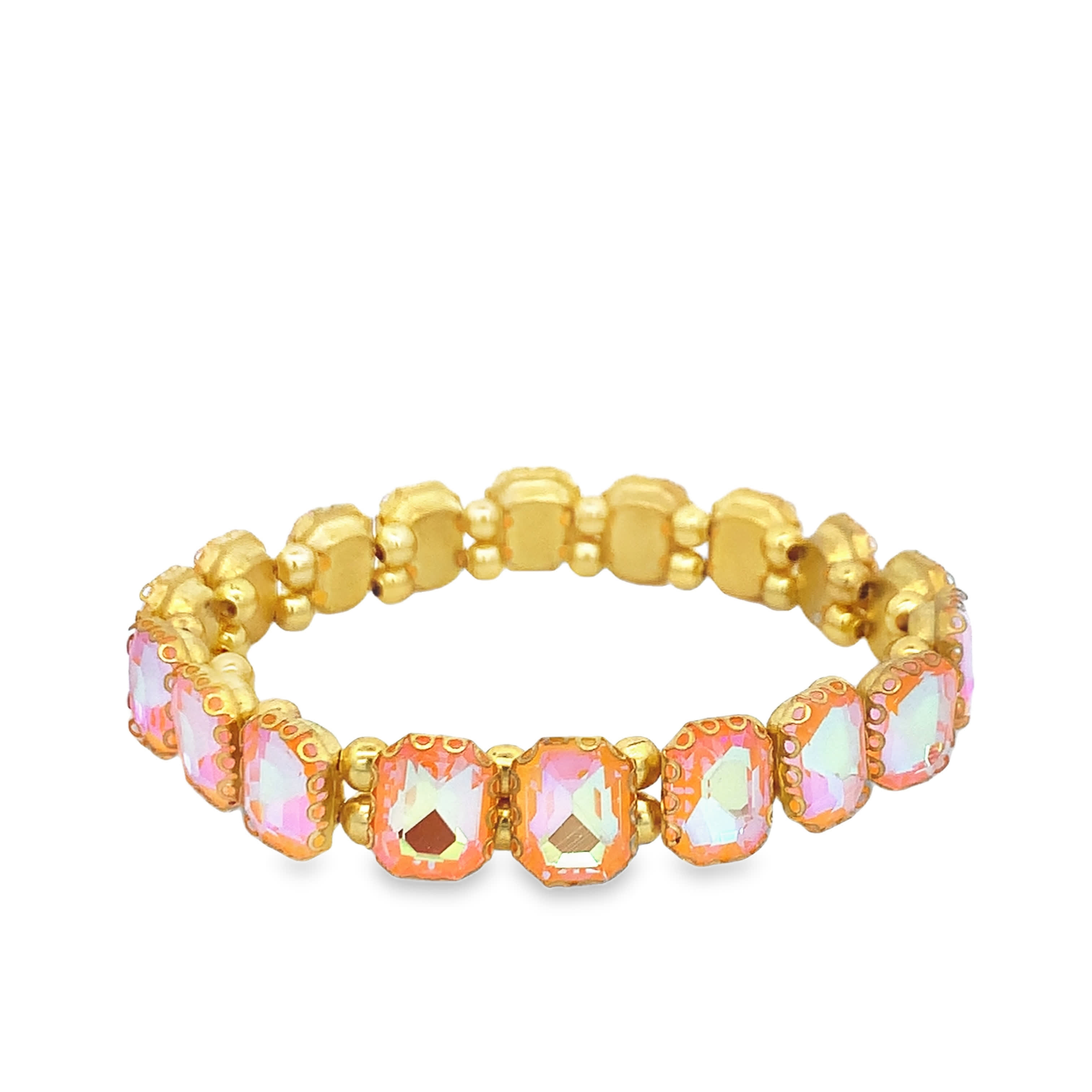 Bransoletka tenisowa z żółtego złota z pomarańczowo-czerwonym kryształem