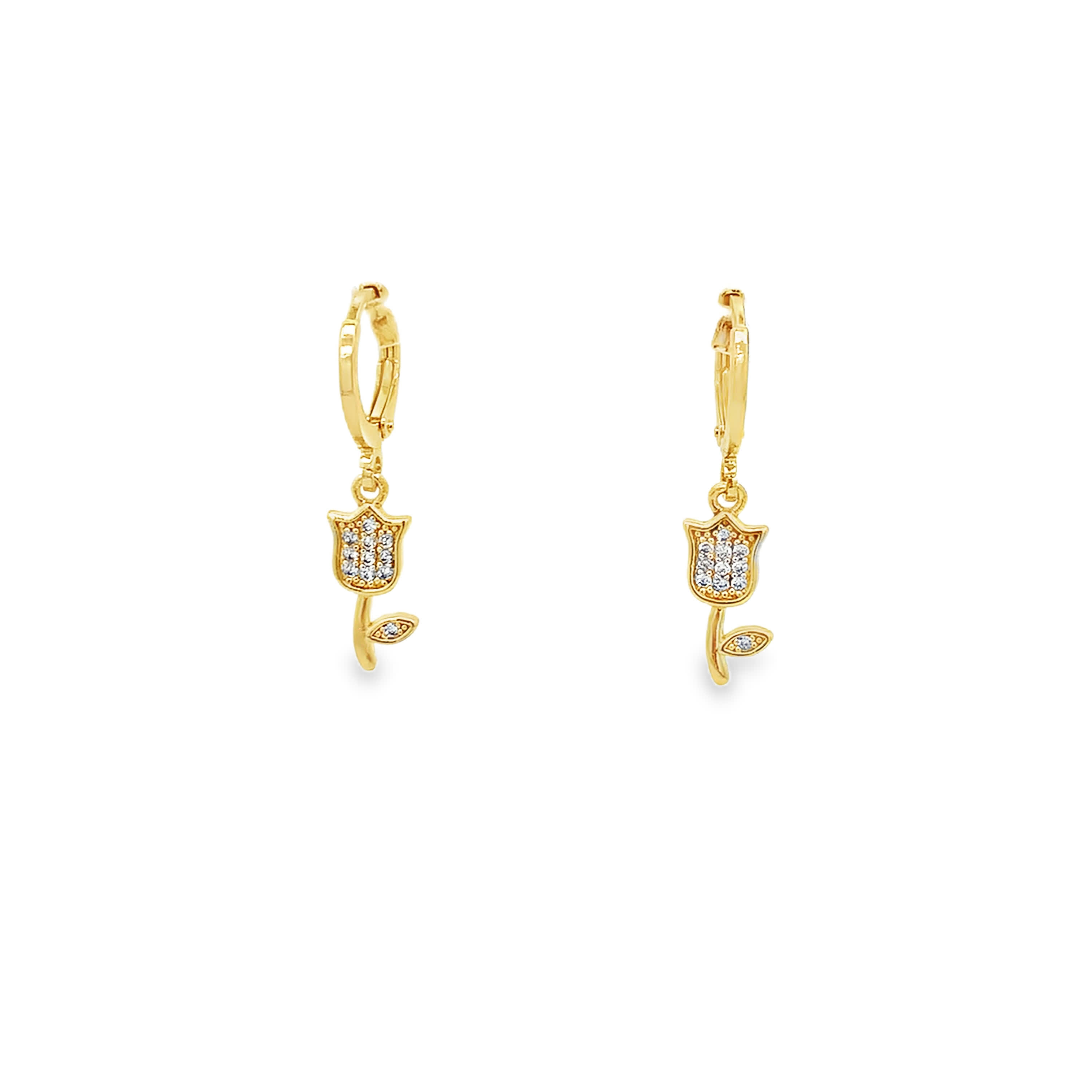 Kolczyki wiszące z żółtego złota z okrągłymi diamentami