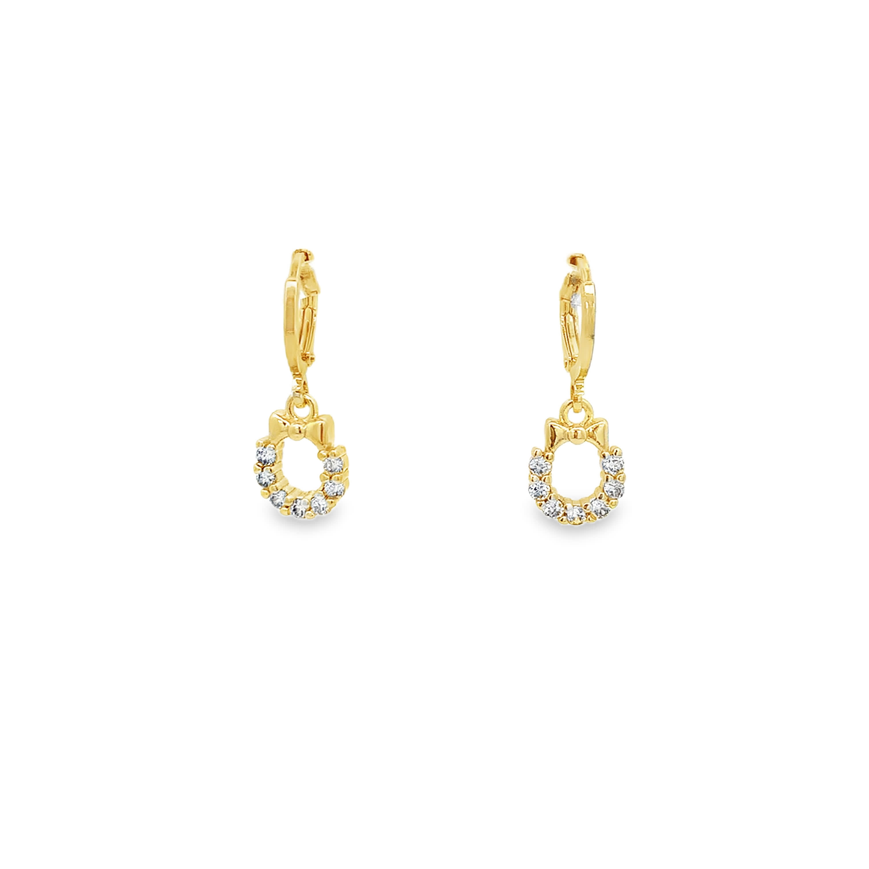 Kolczyki wiszące z żółtego złota z okrągłymi diamentami