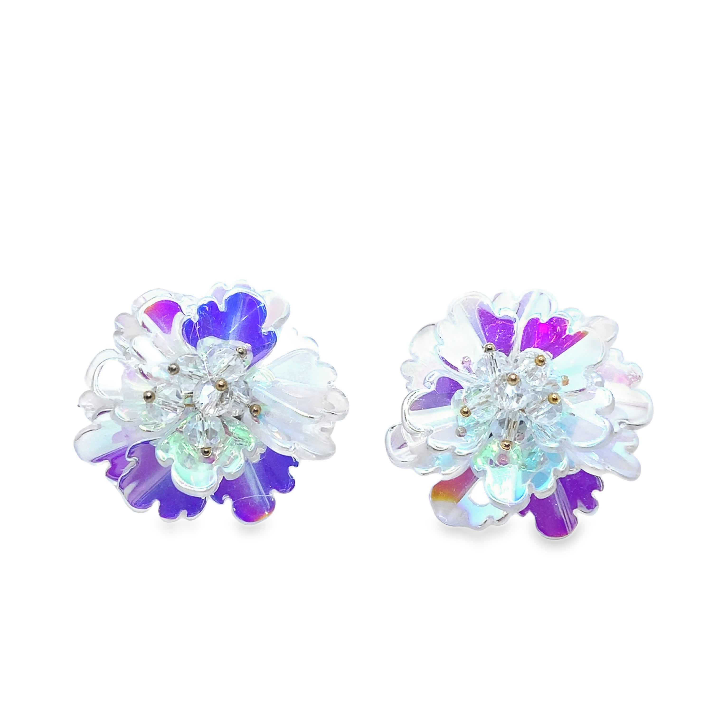 Kolczyki z kryształkami w kolorze fioletowego opalizującego