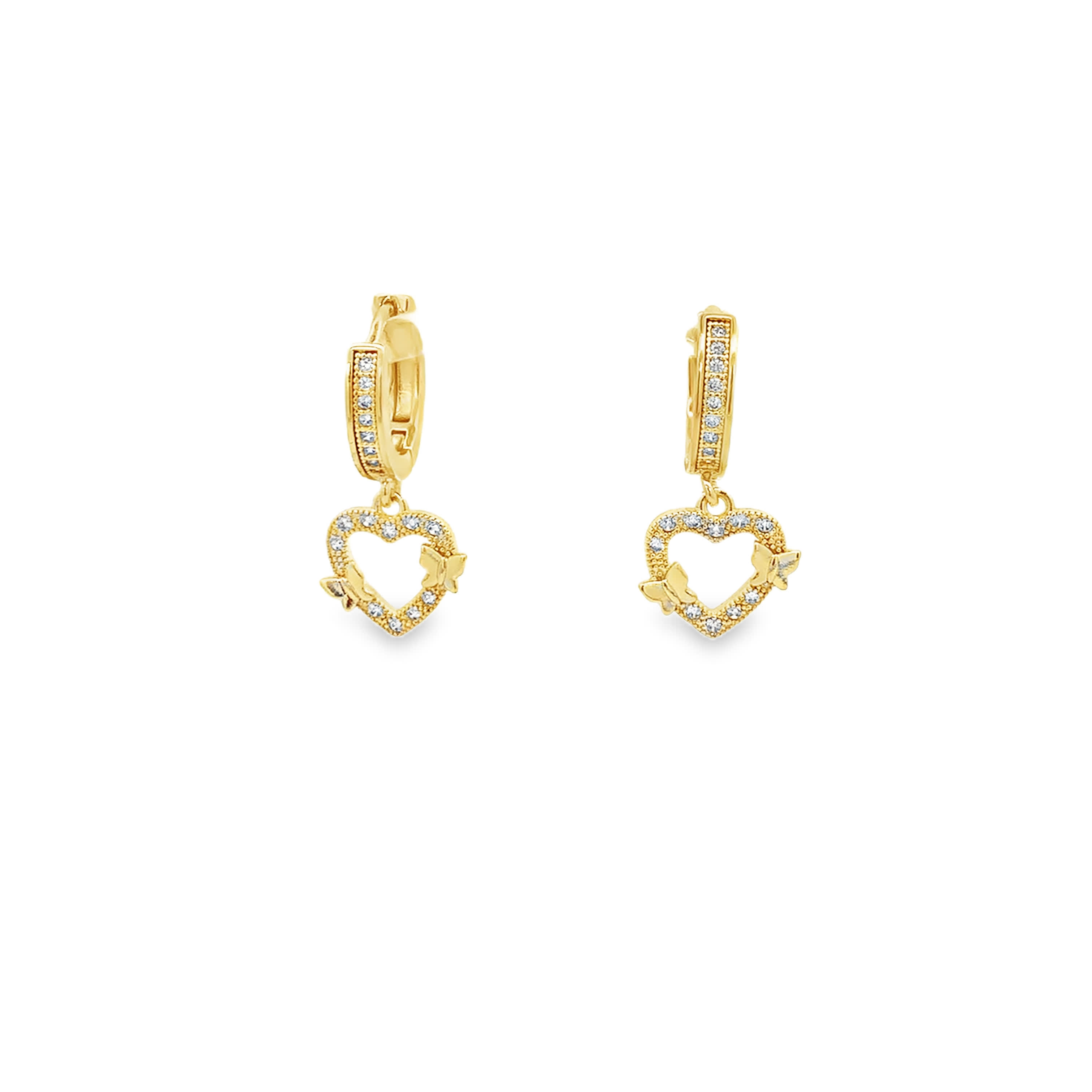 Kolczyki koła z żółtego złota z diamentami w kształcie serca