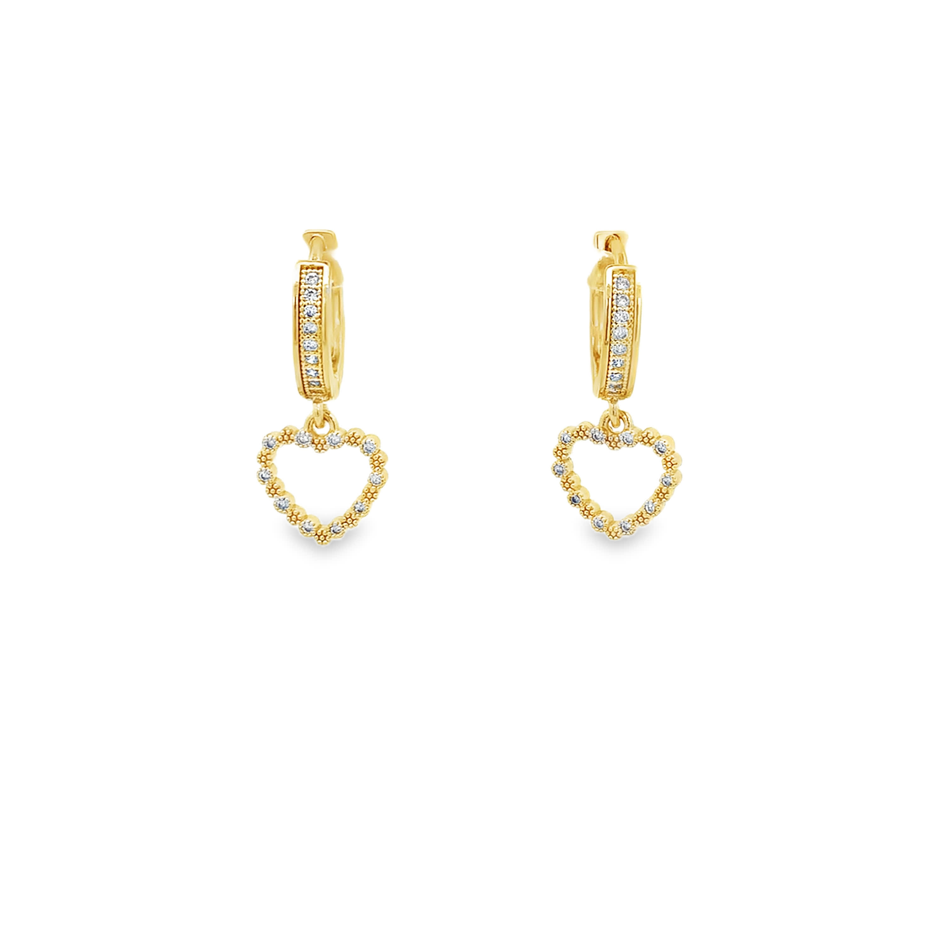 Kolczyki koła z żółtego złota z diamentami w kształcie serca