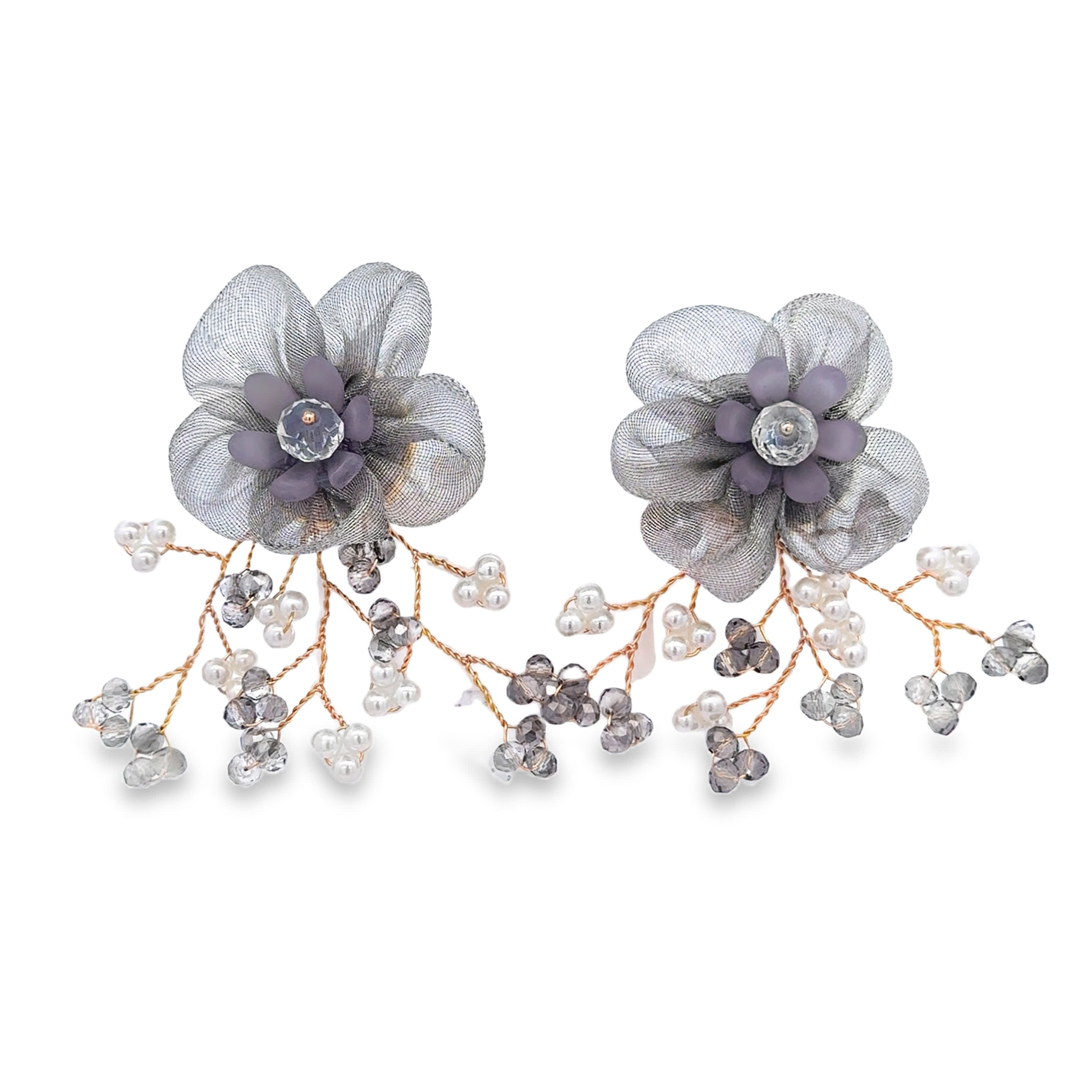 Kolczyki z kryształkami w kolorze niebiesko-fioletowym z podstawą bez metalu