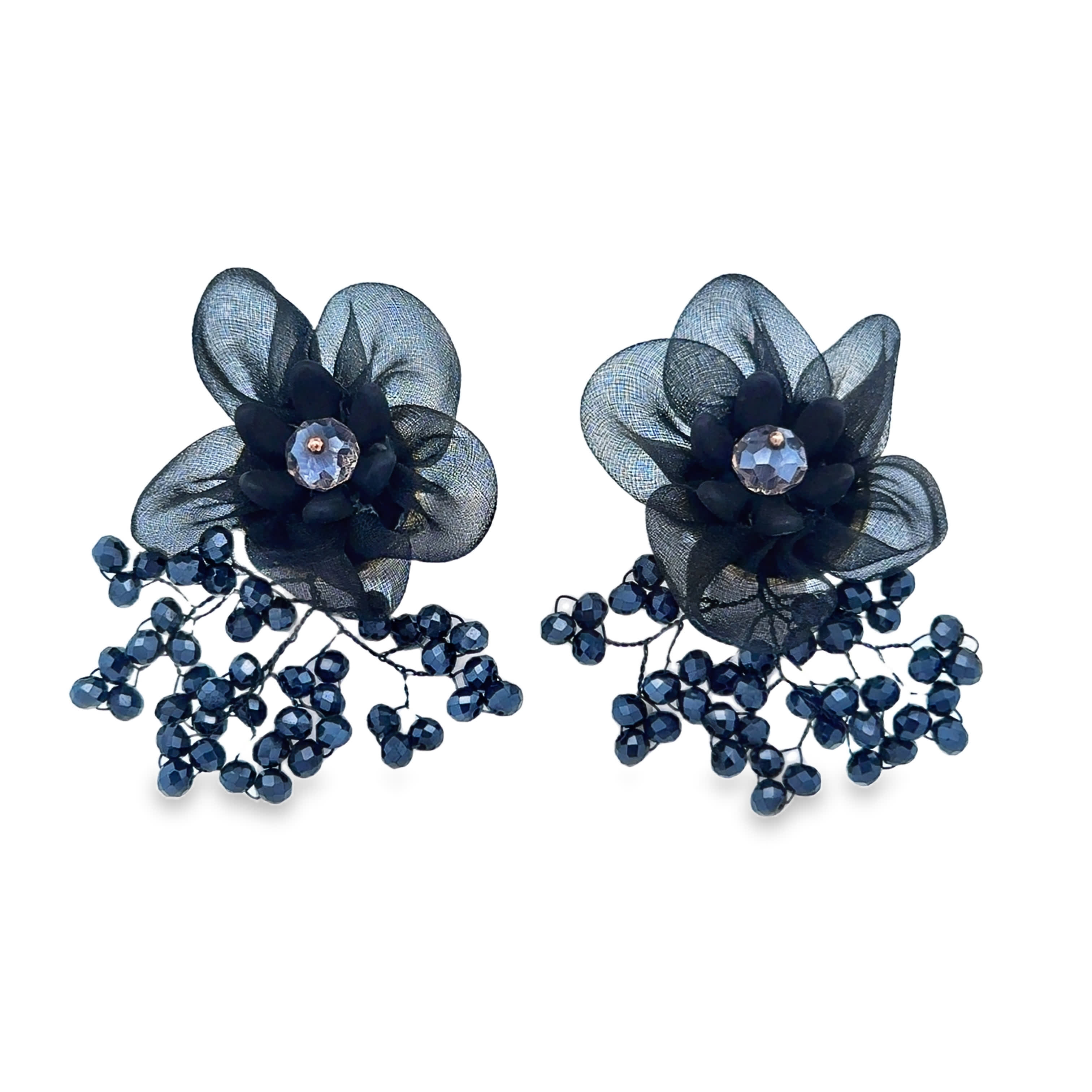 Eleganckie kolczyki z niebieskim kryształem