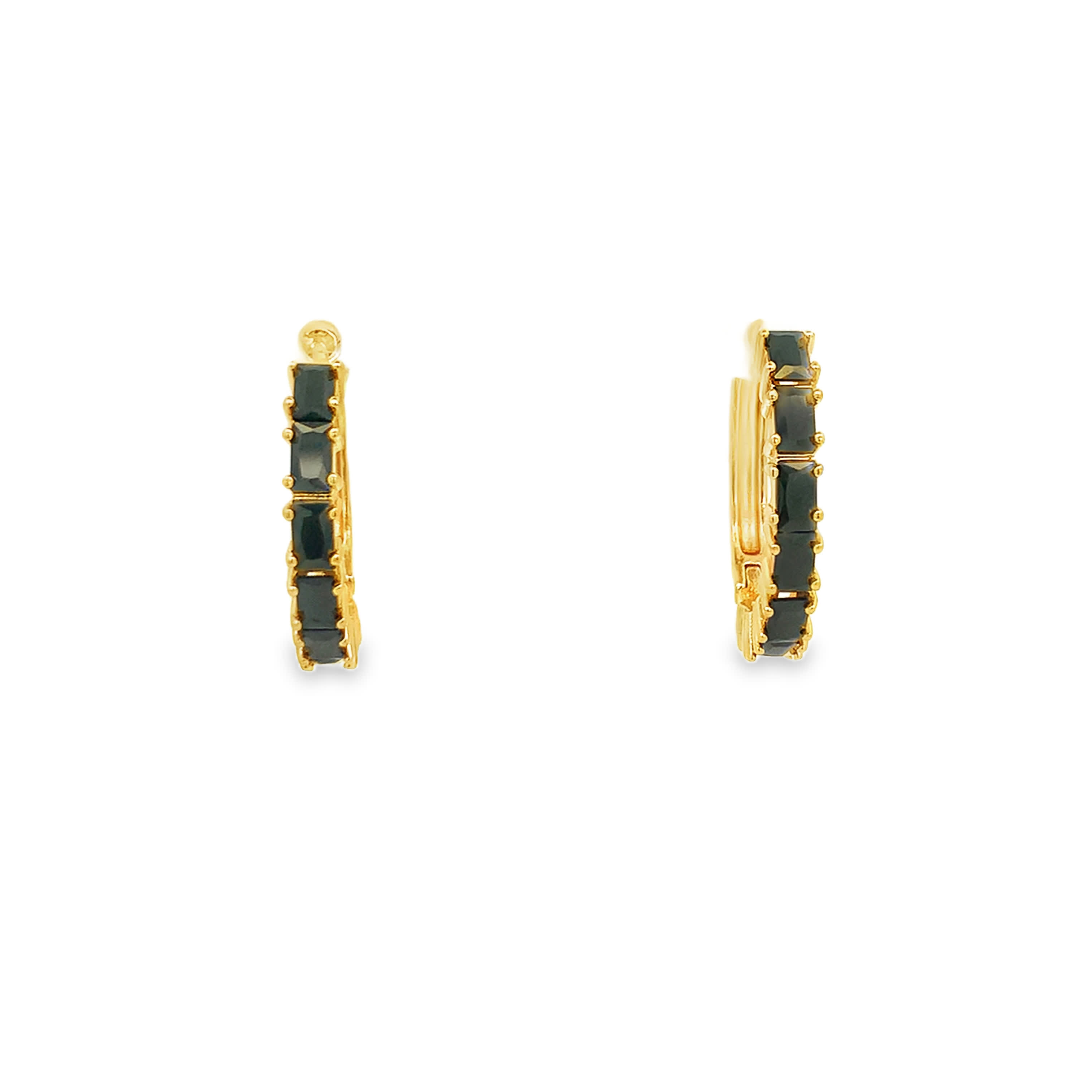 Kolczyki koła z żółtego złota z onyksem