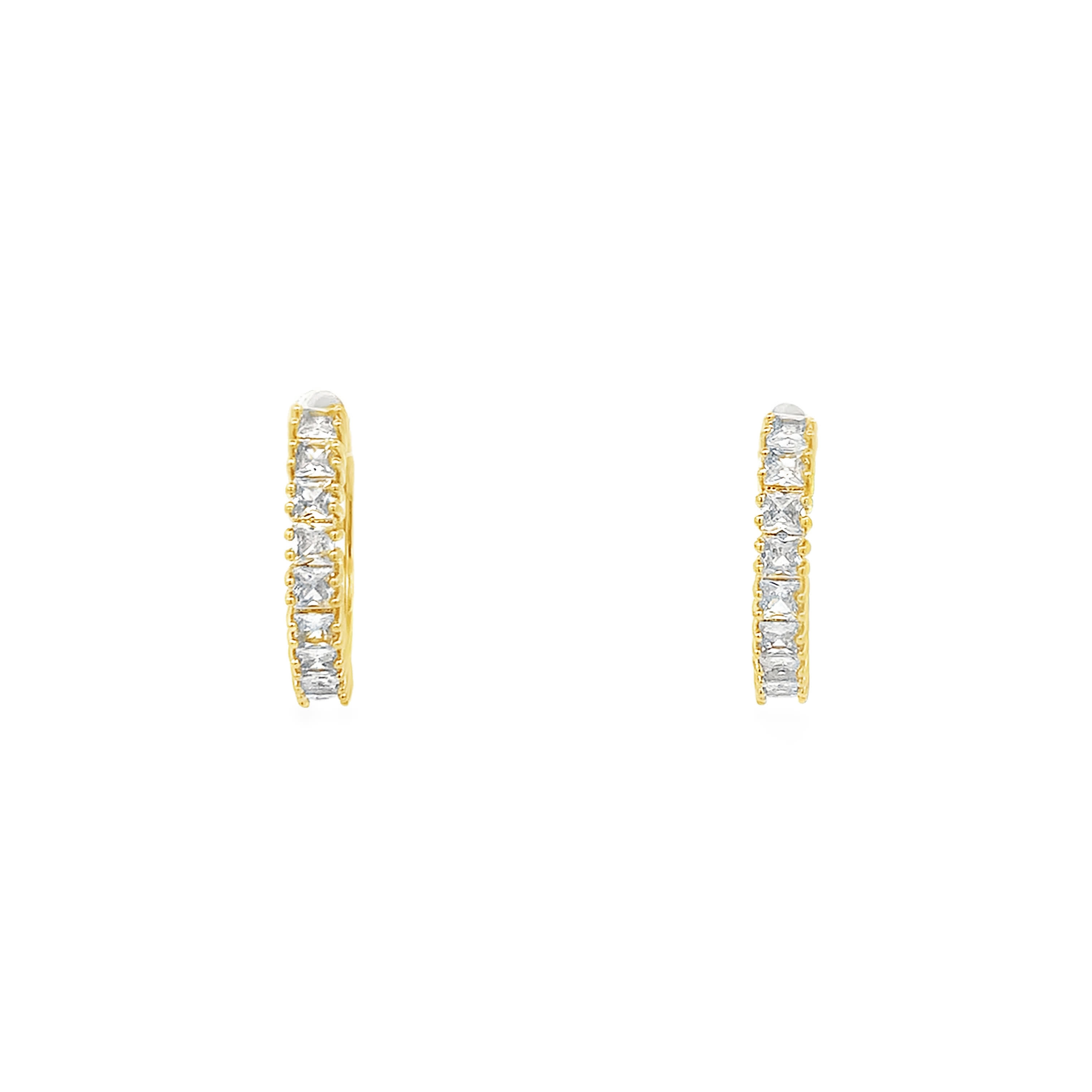 Kolczyki koła z żółtego złota z diamentami o szlifie księżniczki