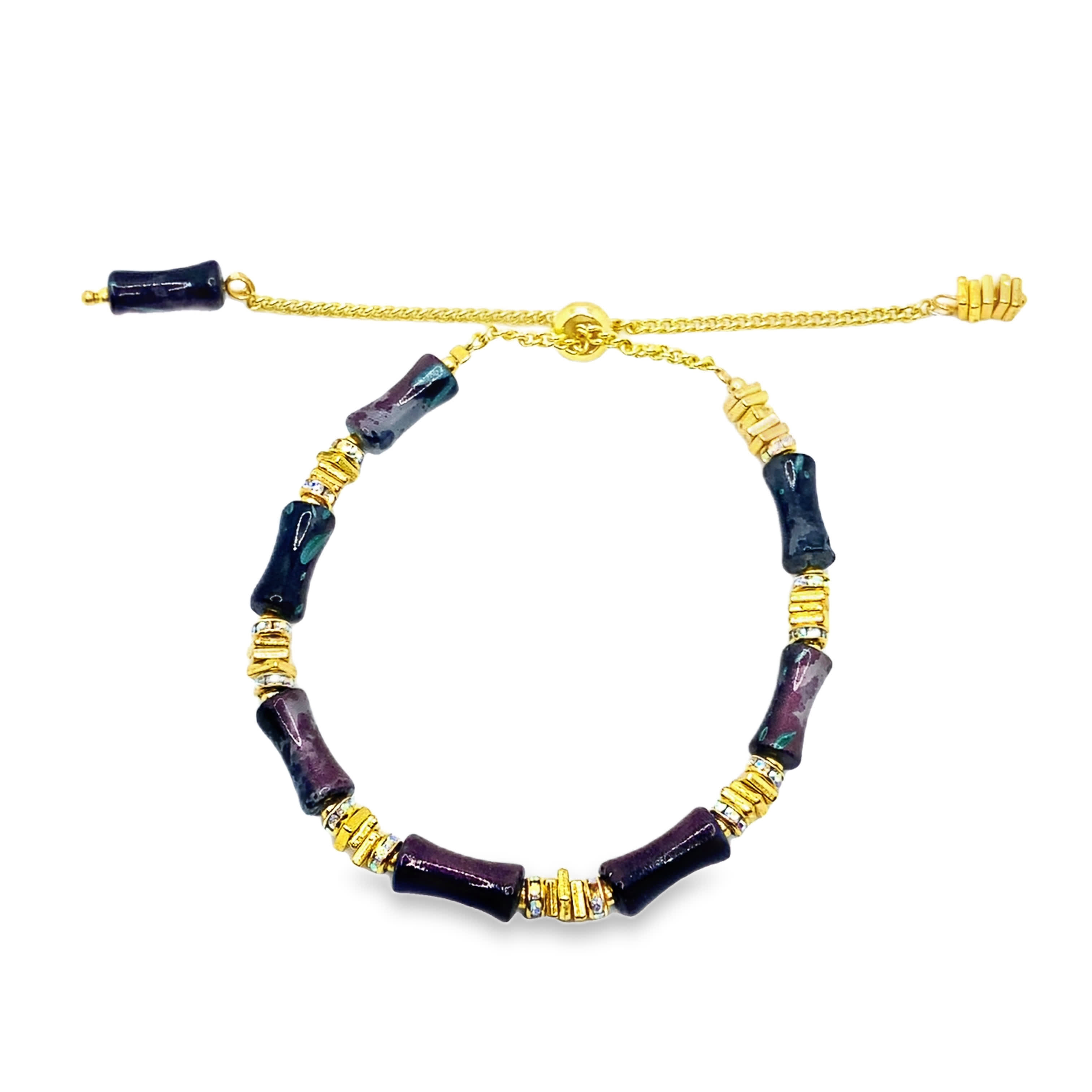 Bransoletka z koralików z żółtego złota