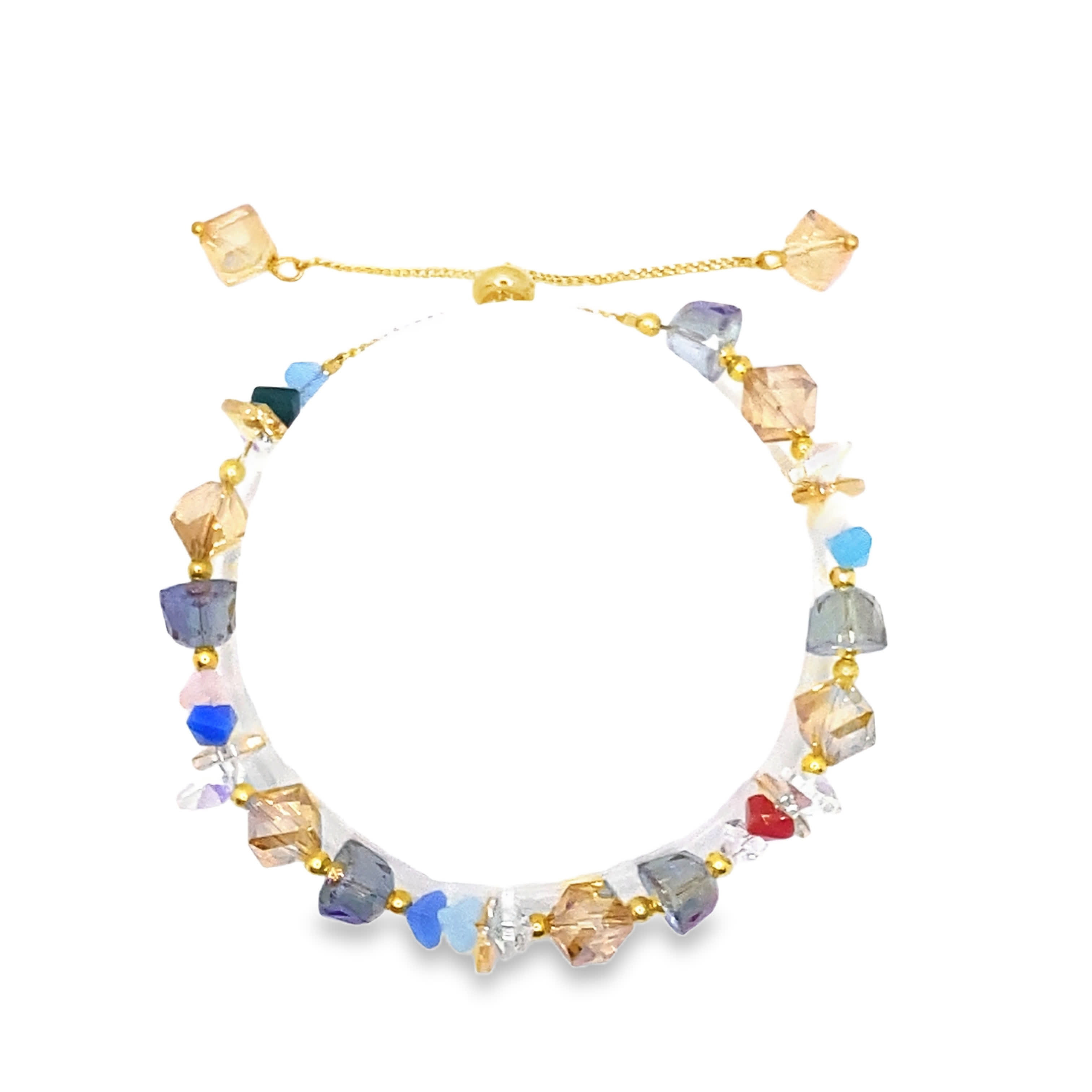 Bransoletka z koralików z żółtego złota z żółtopomarańczowymi kryształkami