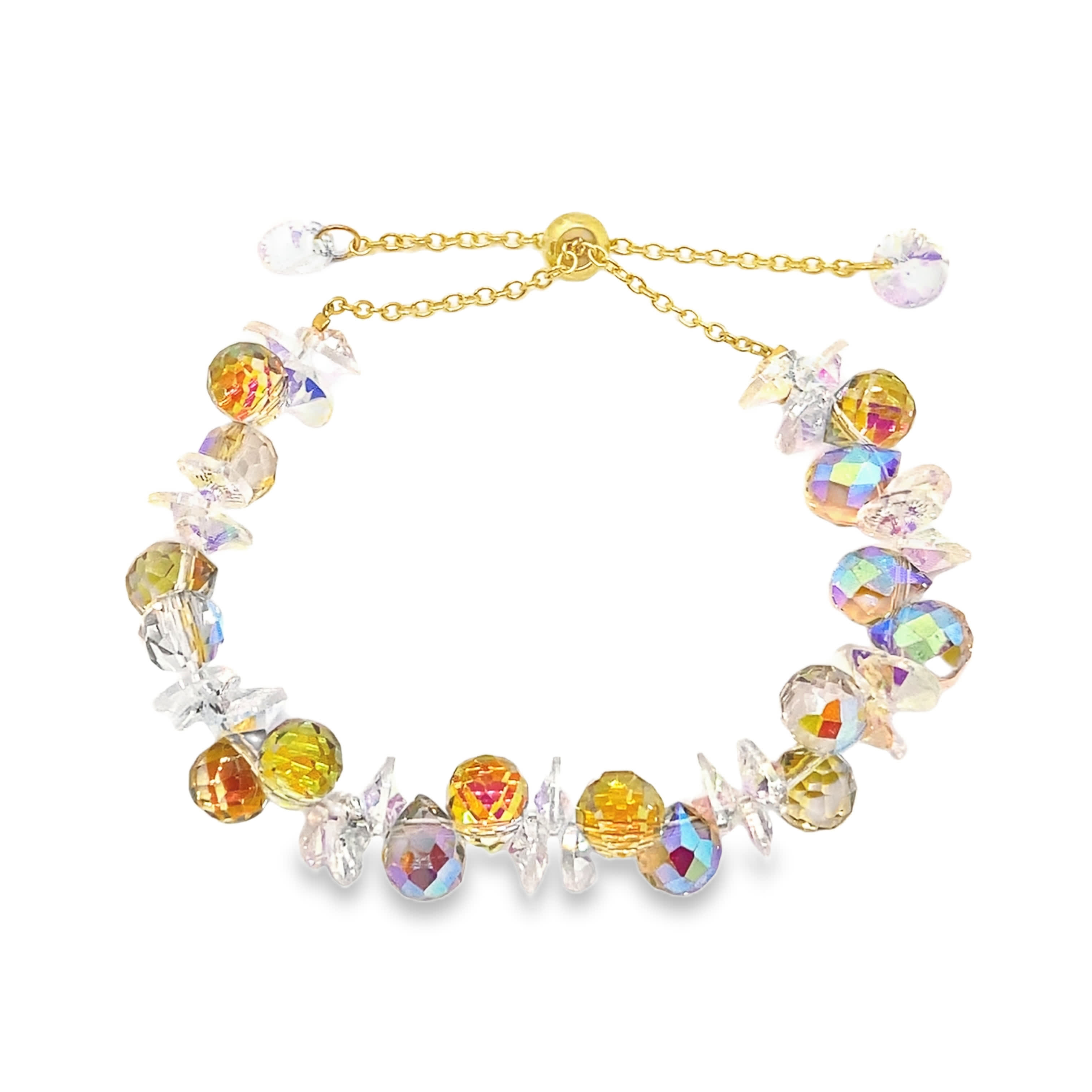 Bransoletka z koralików z żółtego złota z kryształkami