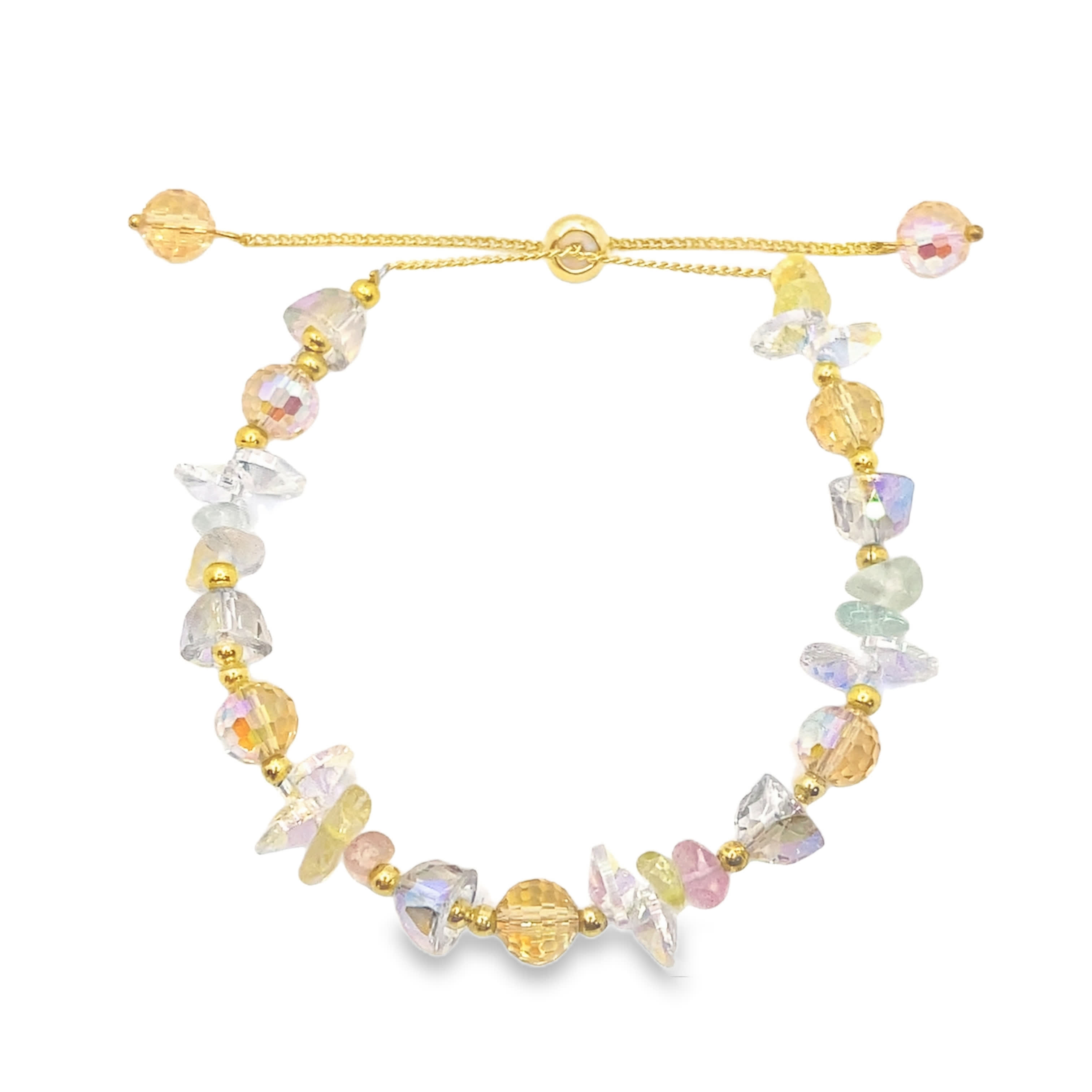 Bransoletka z koralików z żółtego złota z kryształkami