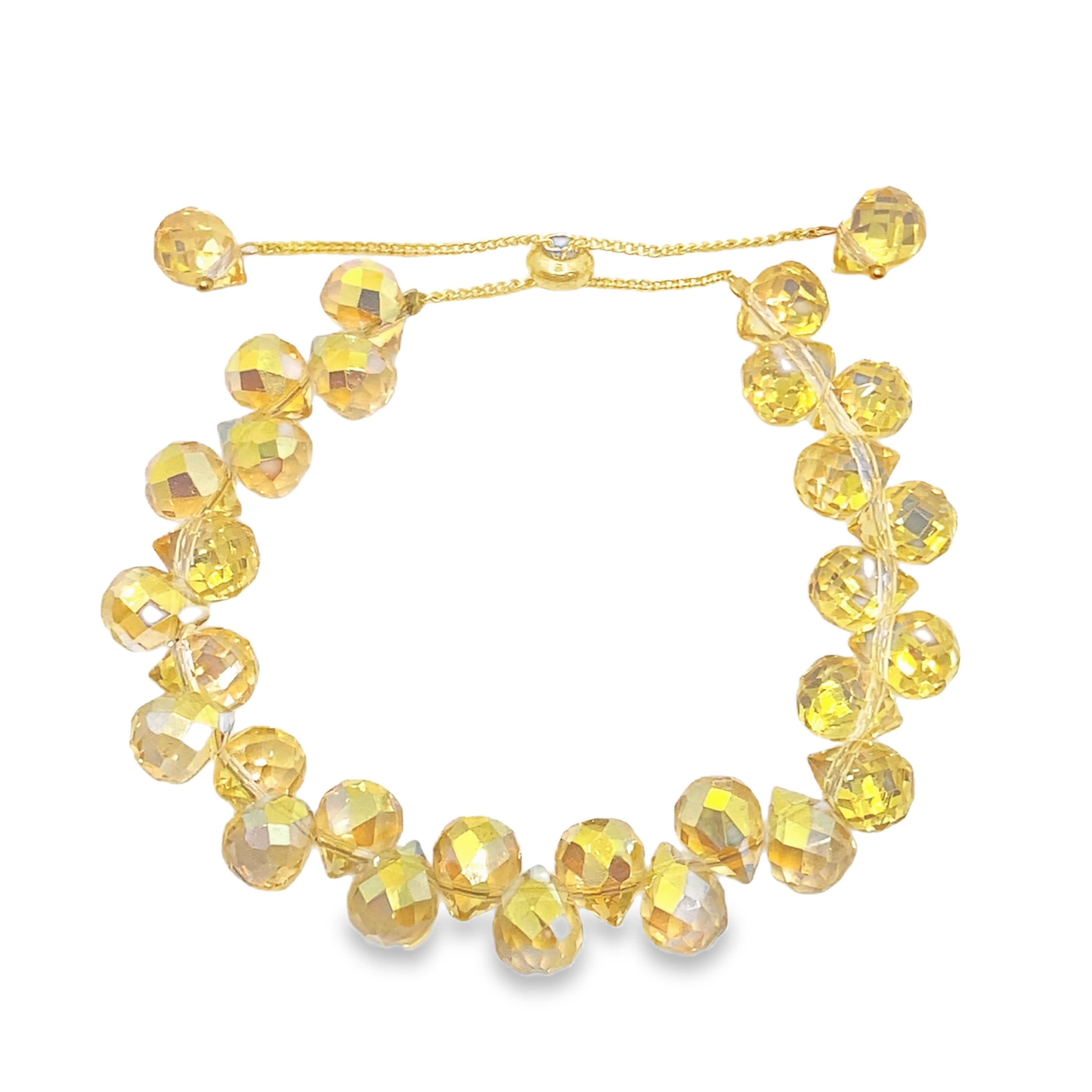 Bransoletka z koralików z żółtego złota z kryształowymi koralikami o szlifie brylantowym