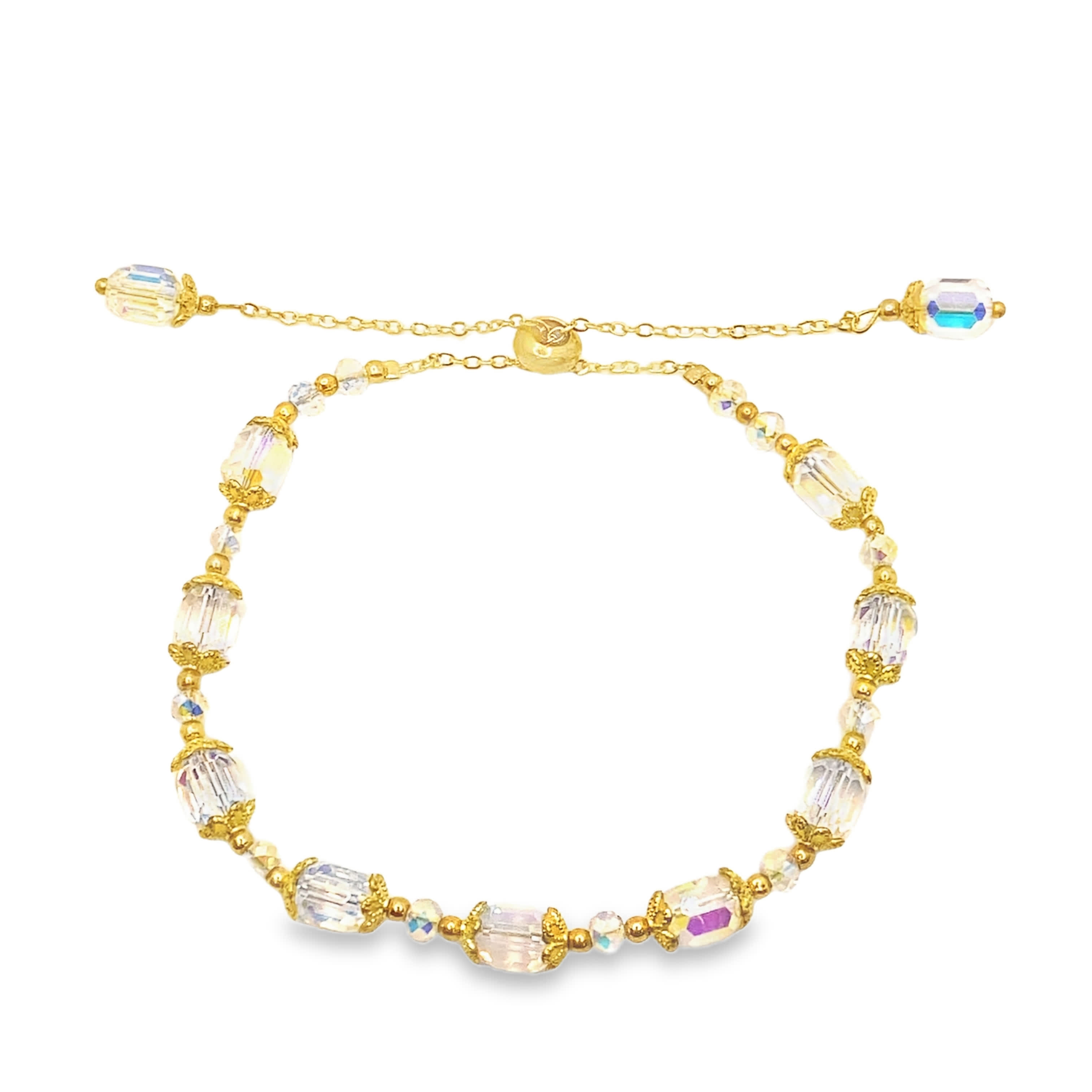 Bransoletka z żółtego złota z okrągłymi kryształkami