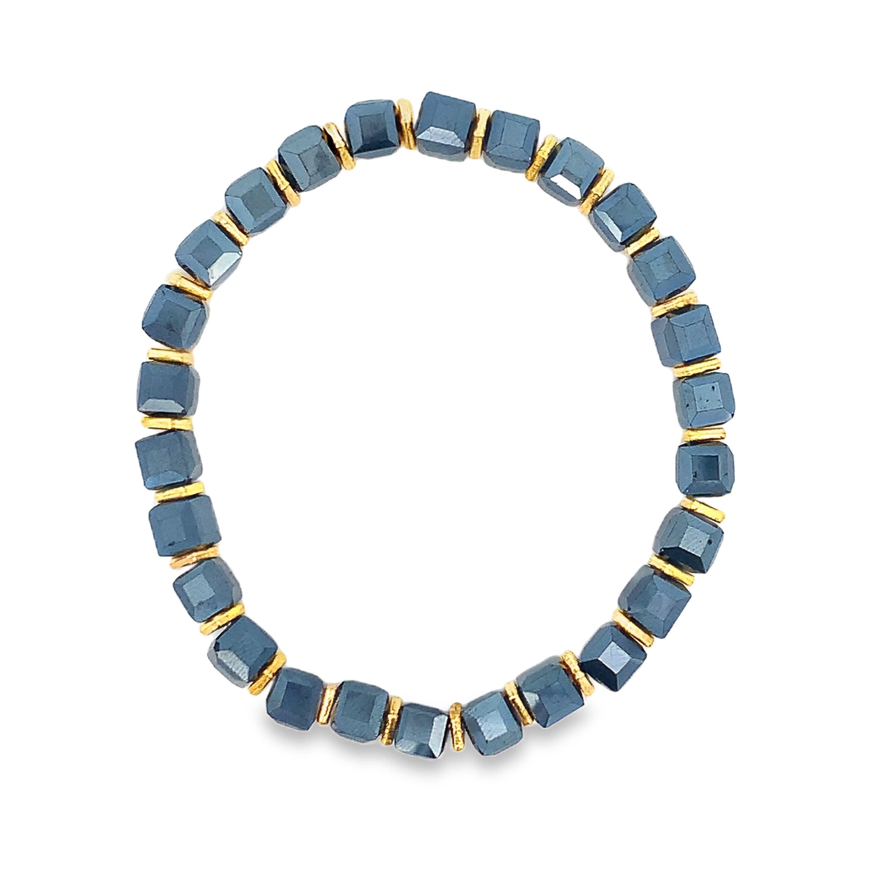 Nowoczesna bransoletka koralikowa z akcentami z żółtego złota