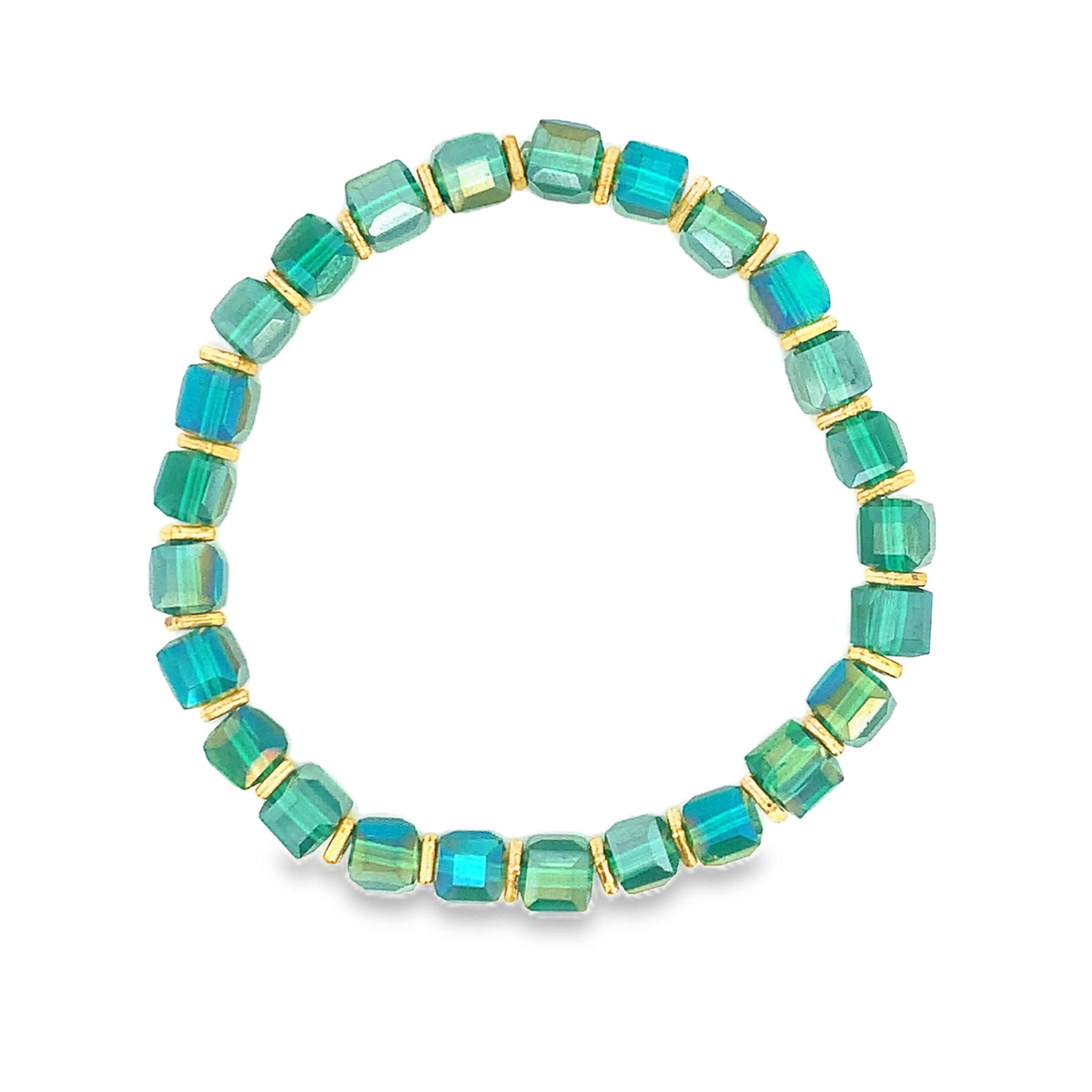 Bransoletka z koralików z żółtego złota z kwadratowymi kryształowymi kaboszonami